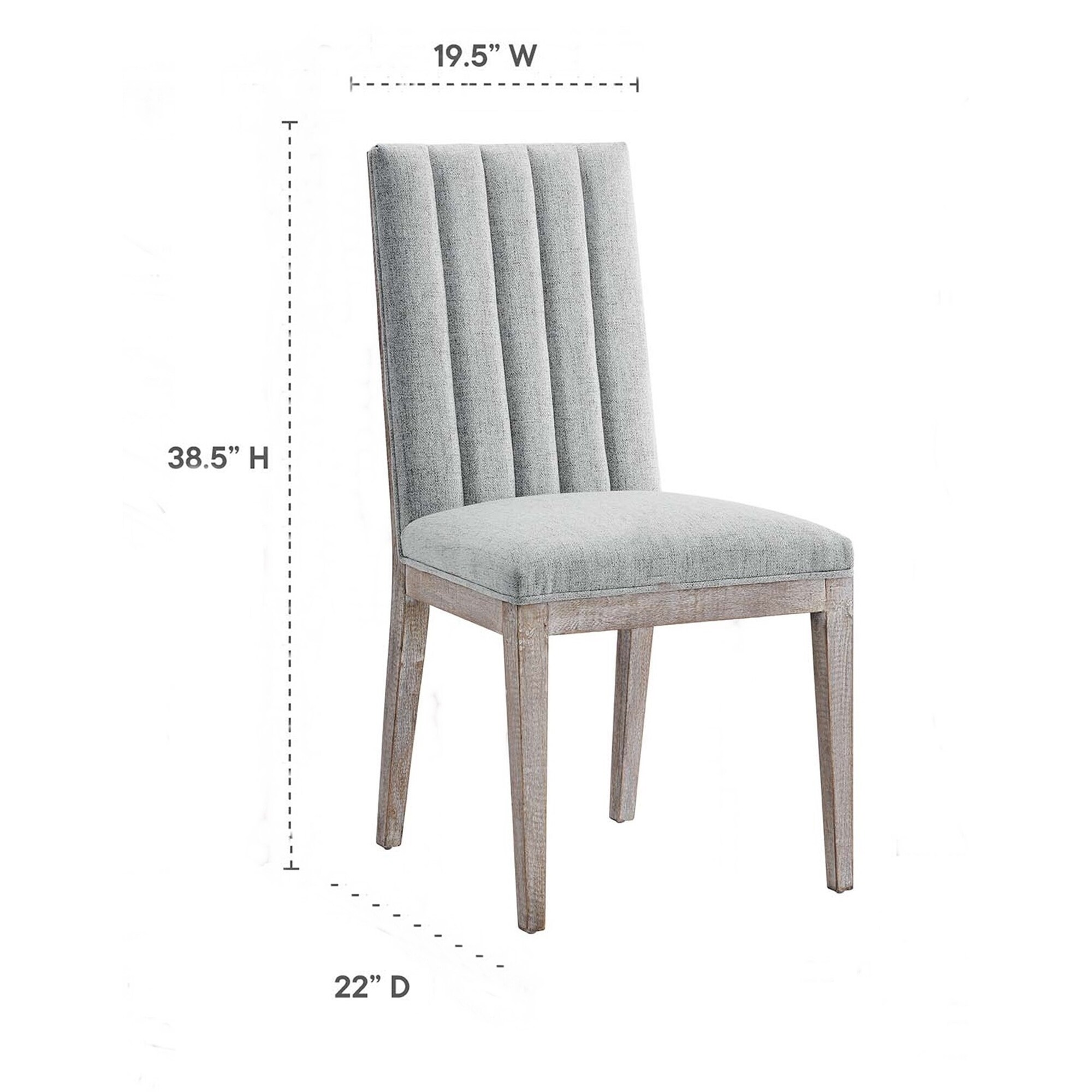 Ridge French Rustic Style Light Grey Fabric Upholstered Channel Tufted Dining Chair - Set of 2