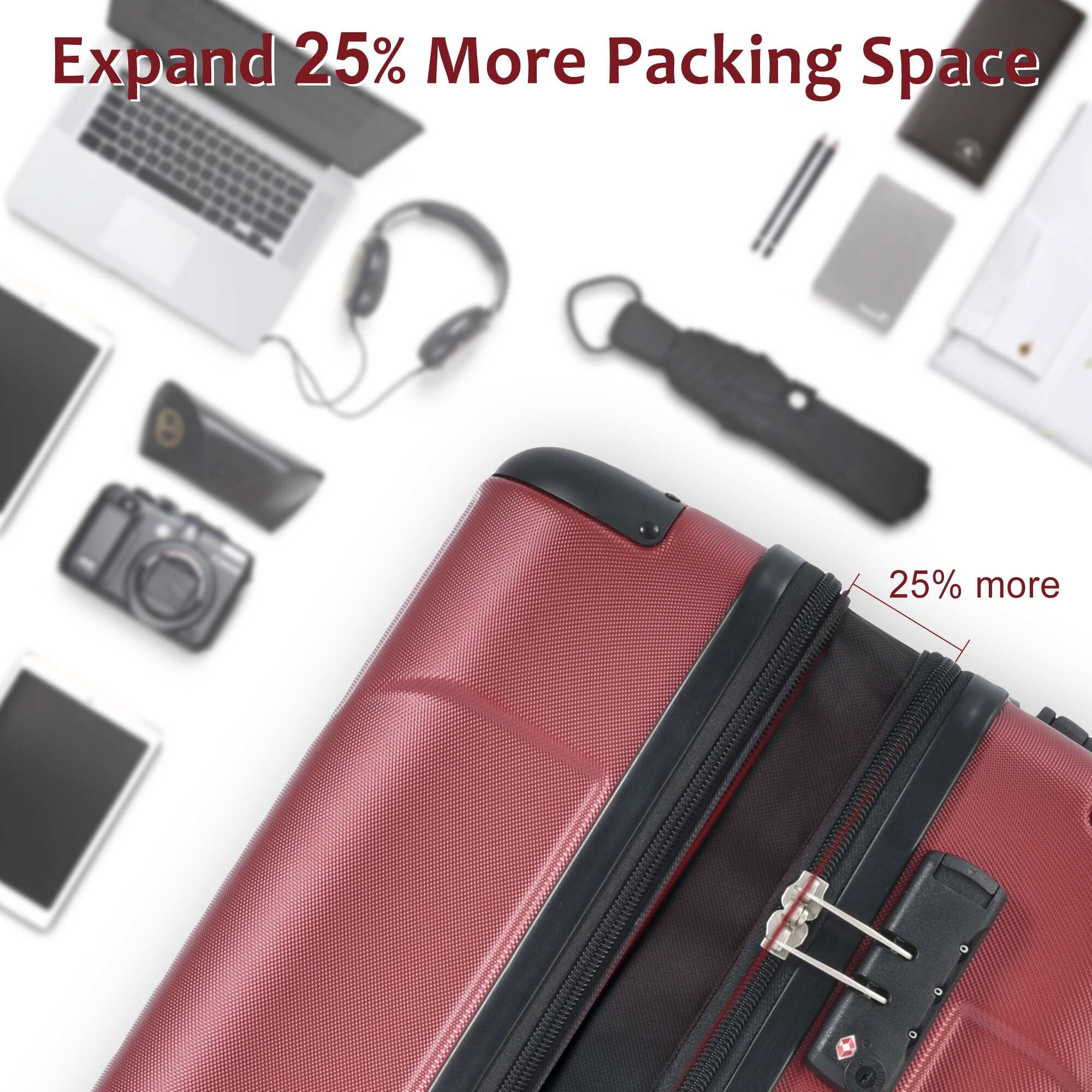 Hardside Luggage Sets 2 Piece Suitcase Set Expandable with TSA Lock Spinner Wheels for Men Women
