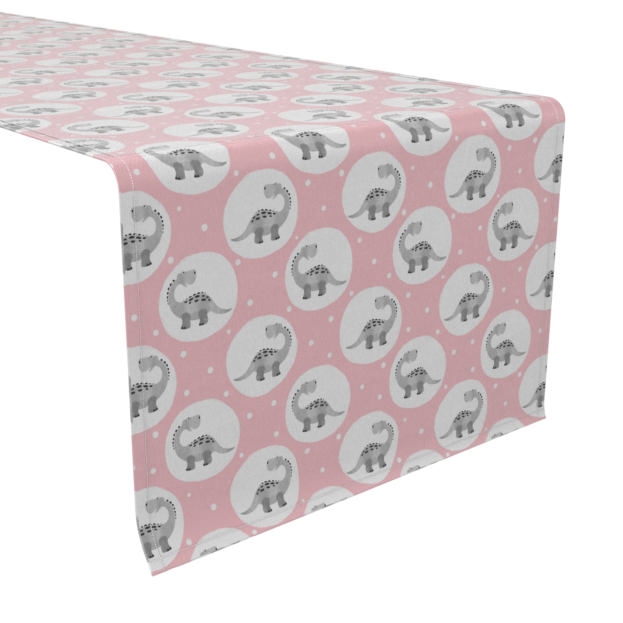Fabric Textile Products, Inc. Table Runner, 100% Cotton, 16x108", Dinosaur Polka Dots Pink