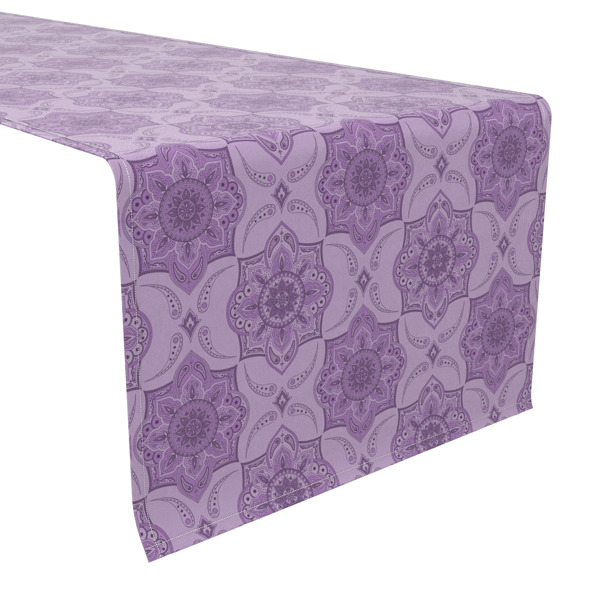 Fabric Textile Products, Inc. Table Runner, 100% Cotton, 16x108", Purple Damask Paisley