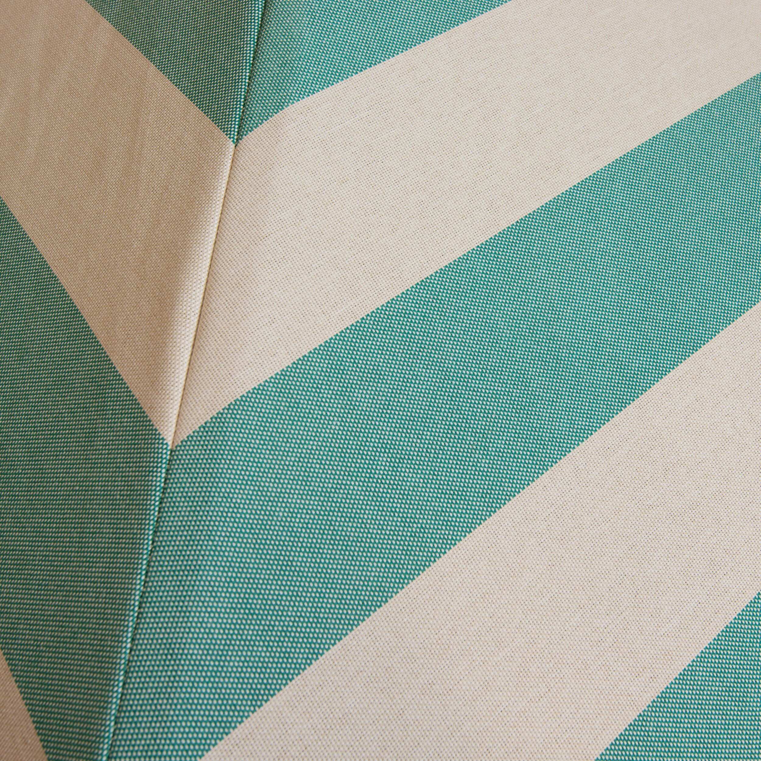 Classic Wood 6.5 ft Square Market Umbrella in Soft Teal and Ivory Stripe