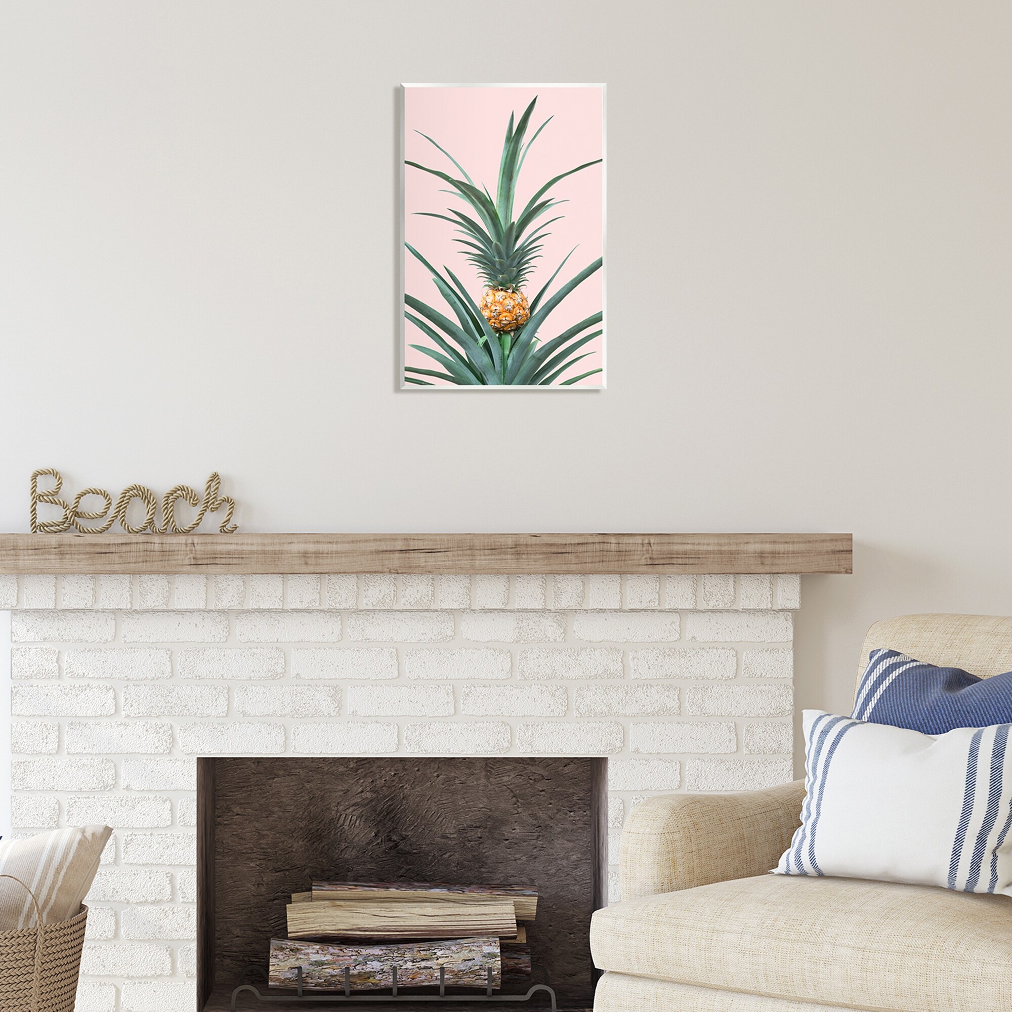 Stupell Pineapple Plant on Pink Wall Plaque Art Design by Sisi and Seb