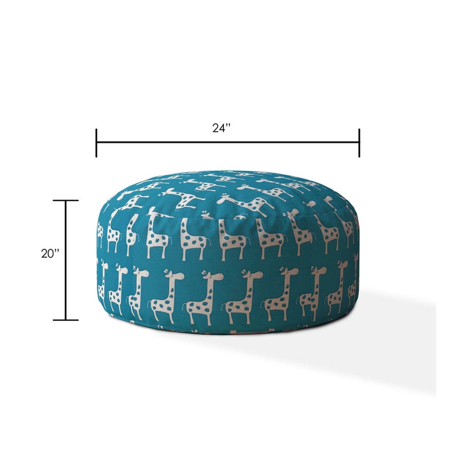 Cotton Fabric Foot Rest Stool Animal Print Bean Bag Ottoman with Hand Sewn Upholstery Zipper for Lounge Makeup Room