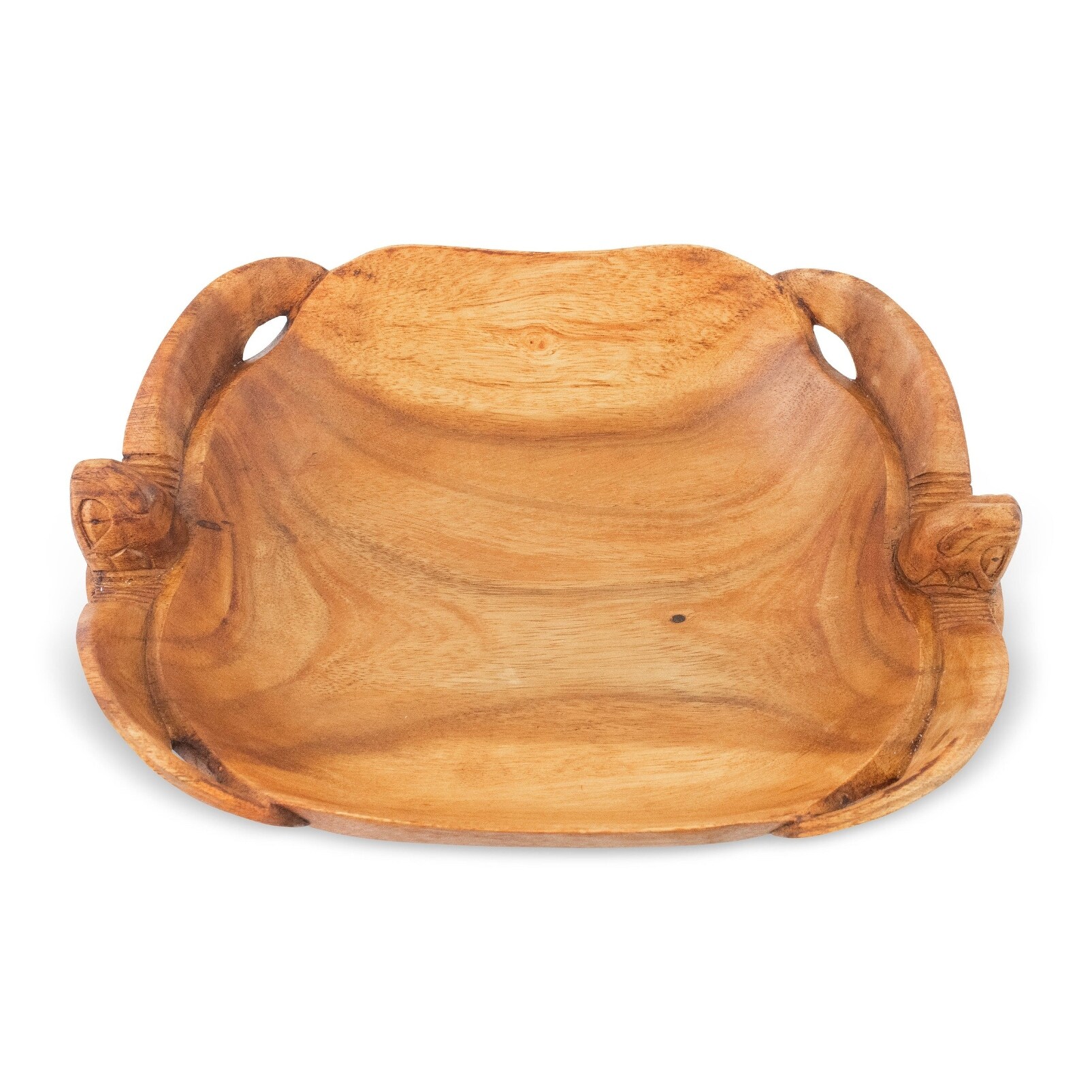 Wooden Handmade Two Turtles Fruit Decorative Bowl Serving Centerpiece Hand Carved Home Decor Decoration Handcrafted Storage Wood - 8" Long x 6" Deep x 2.5" Tall