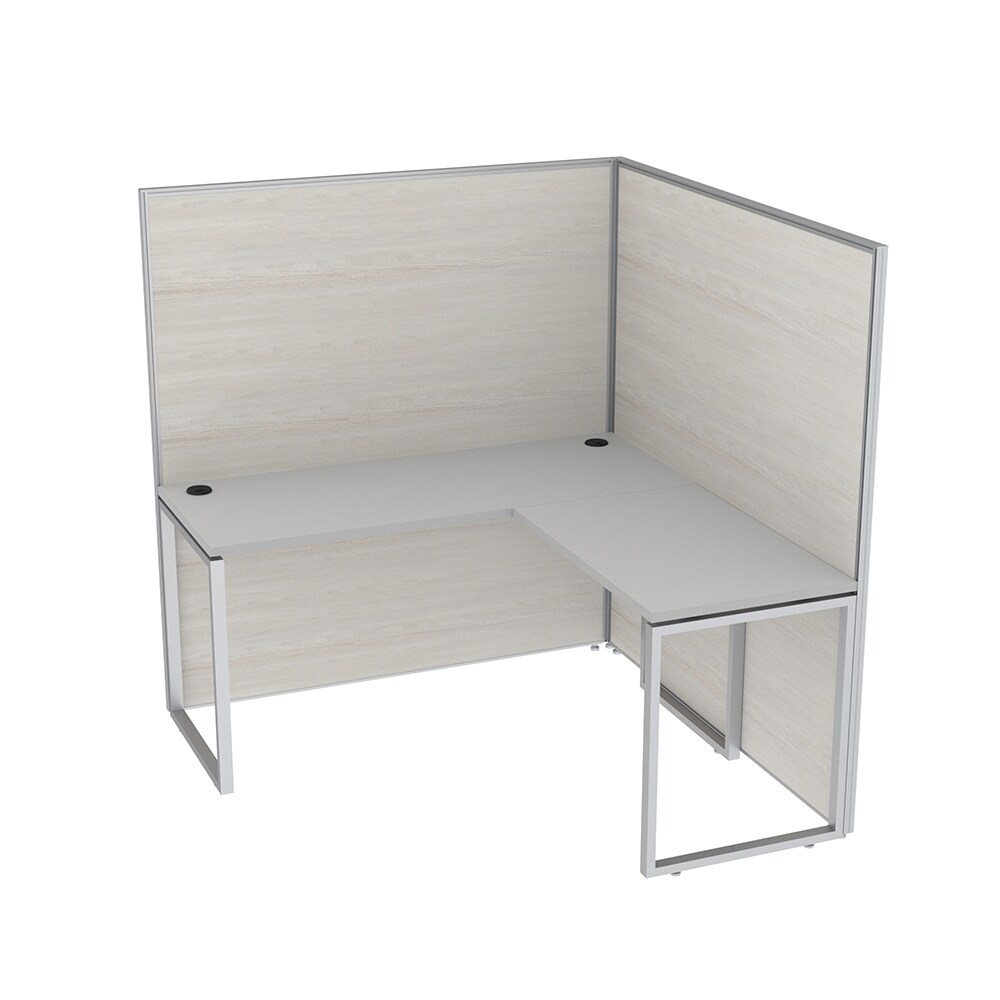 Single Private L-Shaped Cubicle Workstation With Storage 5x5x65"H - 5X5
