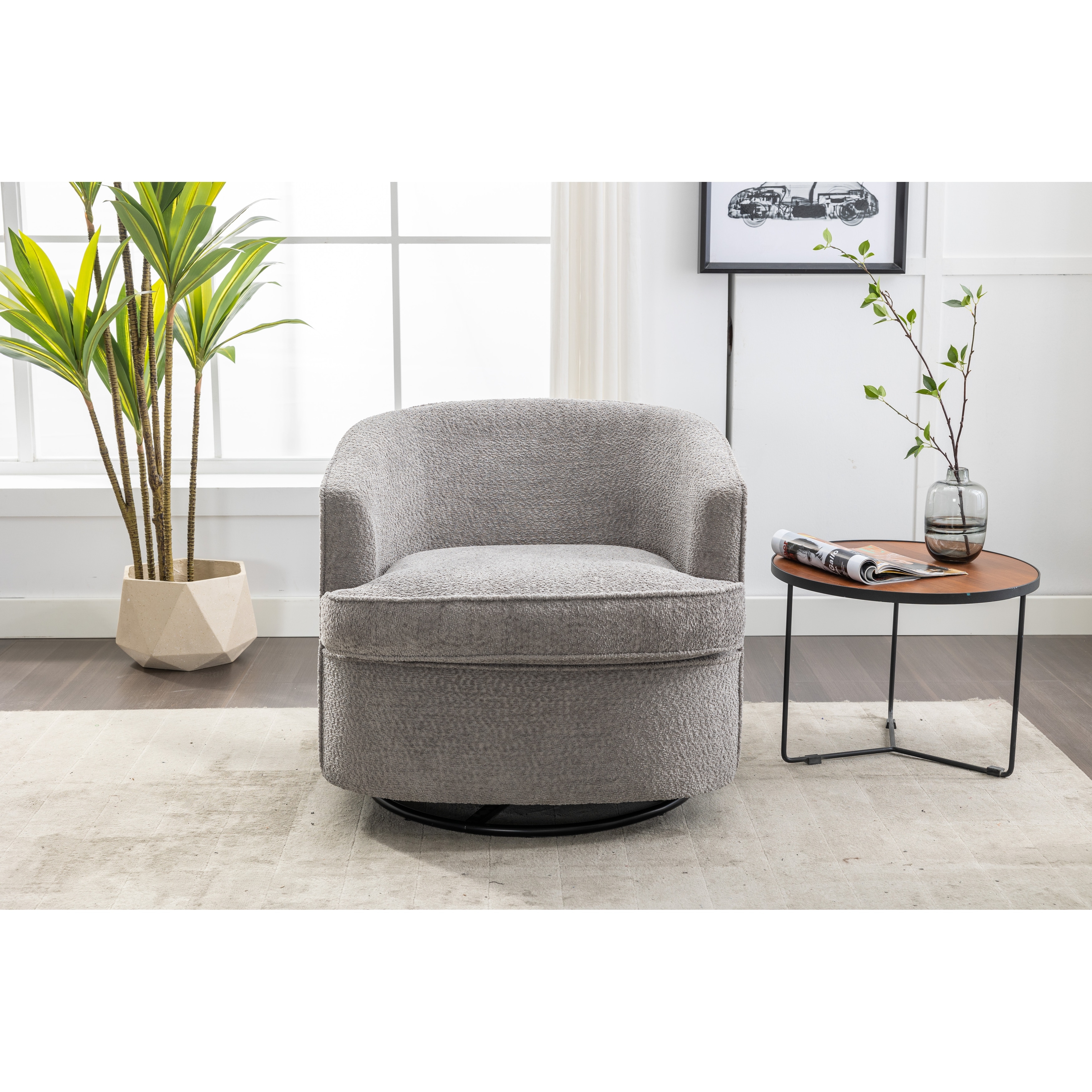 Swivel Barrel Chair Comfy Round Accent Sofa Chair 360? Swivel Barrel Club Chair Leisure Arm Chair for Living Room Office