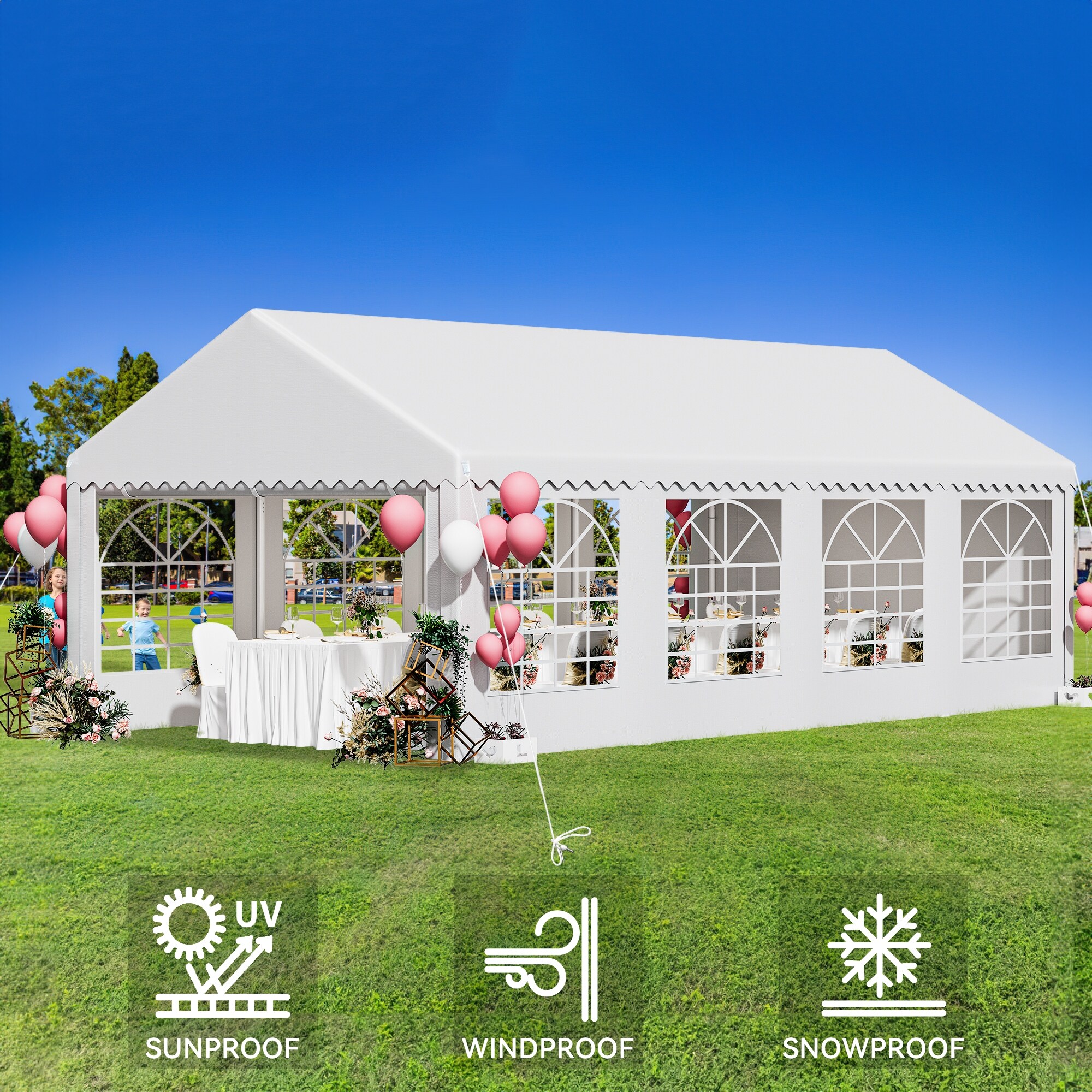 Outdoor White Party Tent Canopy with Windows