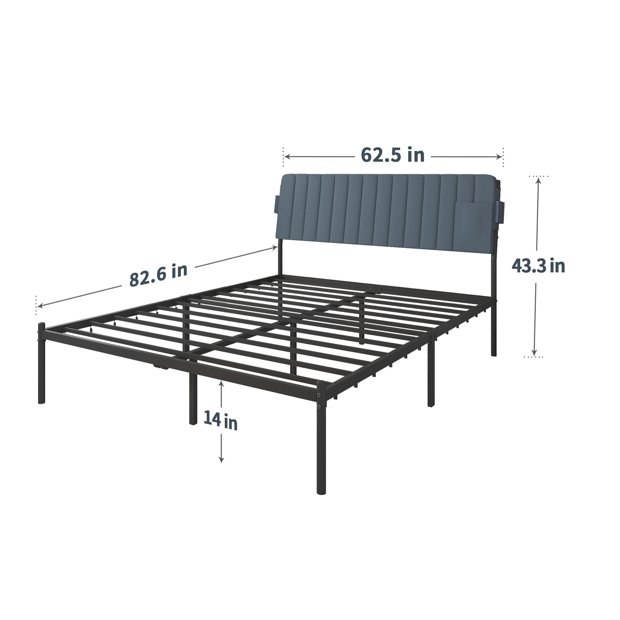 Queen Size Leathaire Upholstered Platform Bed Frame with Headboard