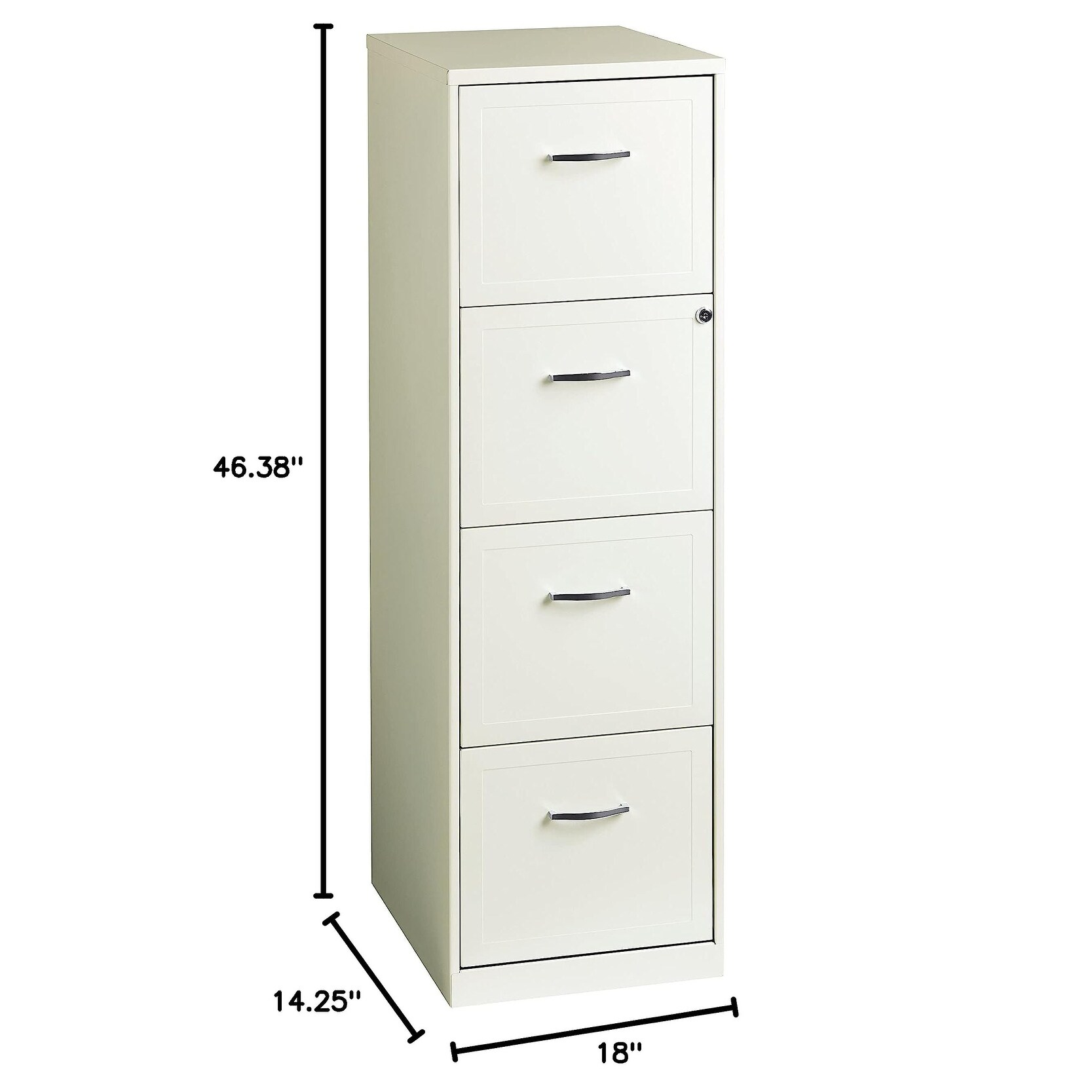 4 Drawer Vertical 18" Metal File Cabinet, Pearl White