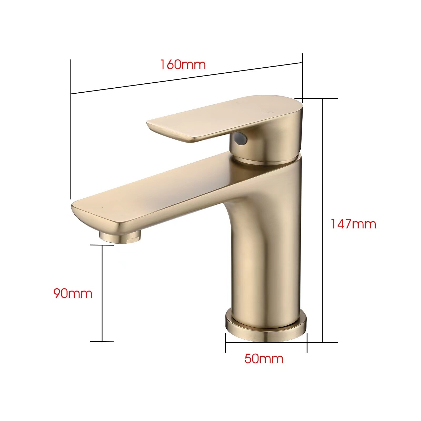 Contemporary Single Handle Bathroom Sink Faucet,Brushed Gold - Deck Mount