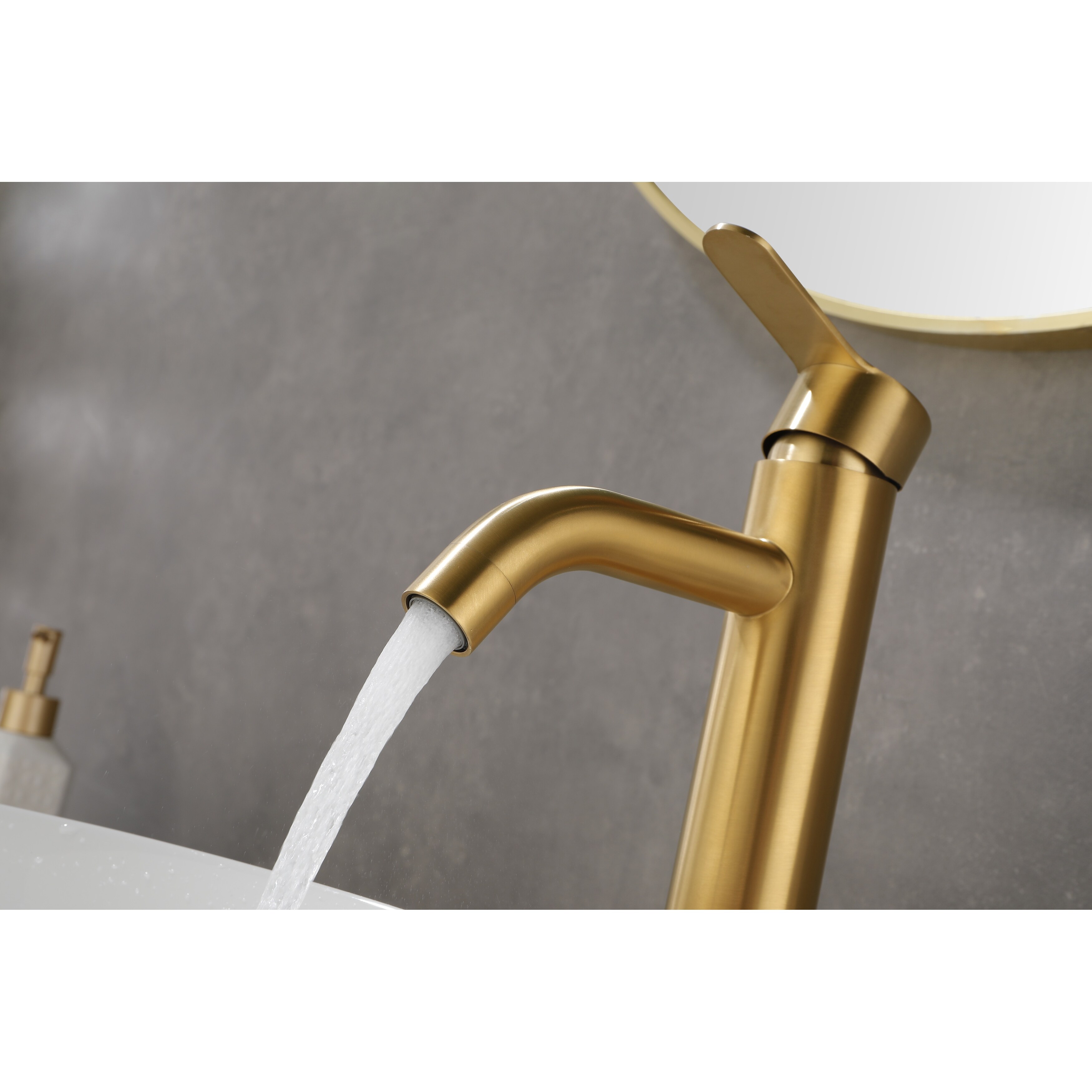 Waterfall Spout Tall Bathroom Faucet with Single Handle,Gold - Deck Mount