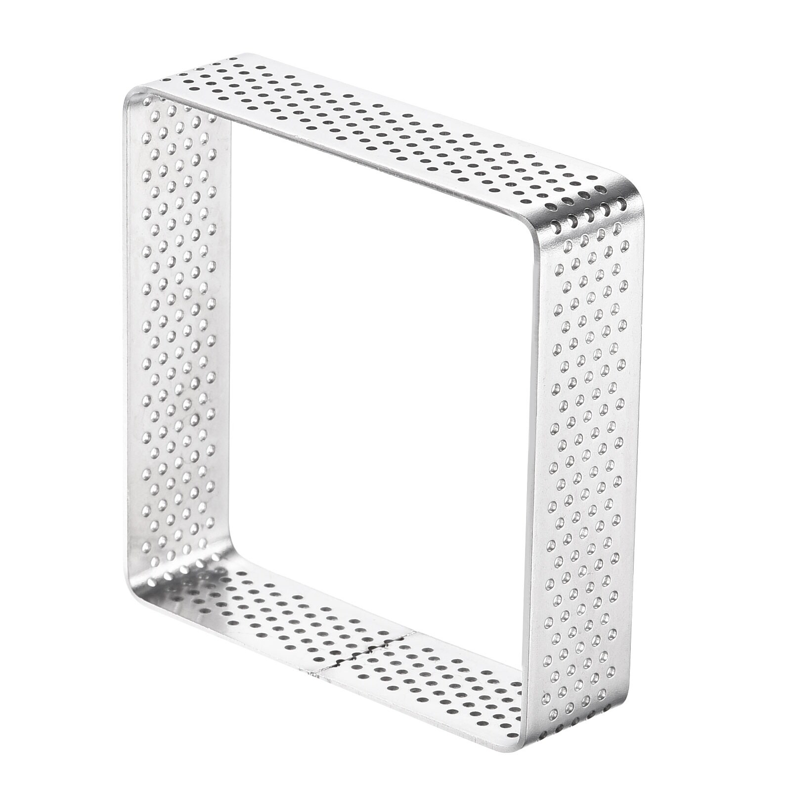 Stainless Steel Square Cake Rings, 2.95 inch Perforated Cake Mousse Ring - Silver
