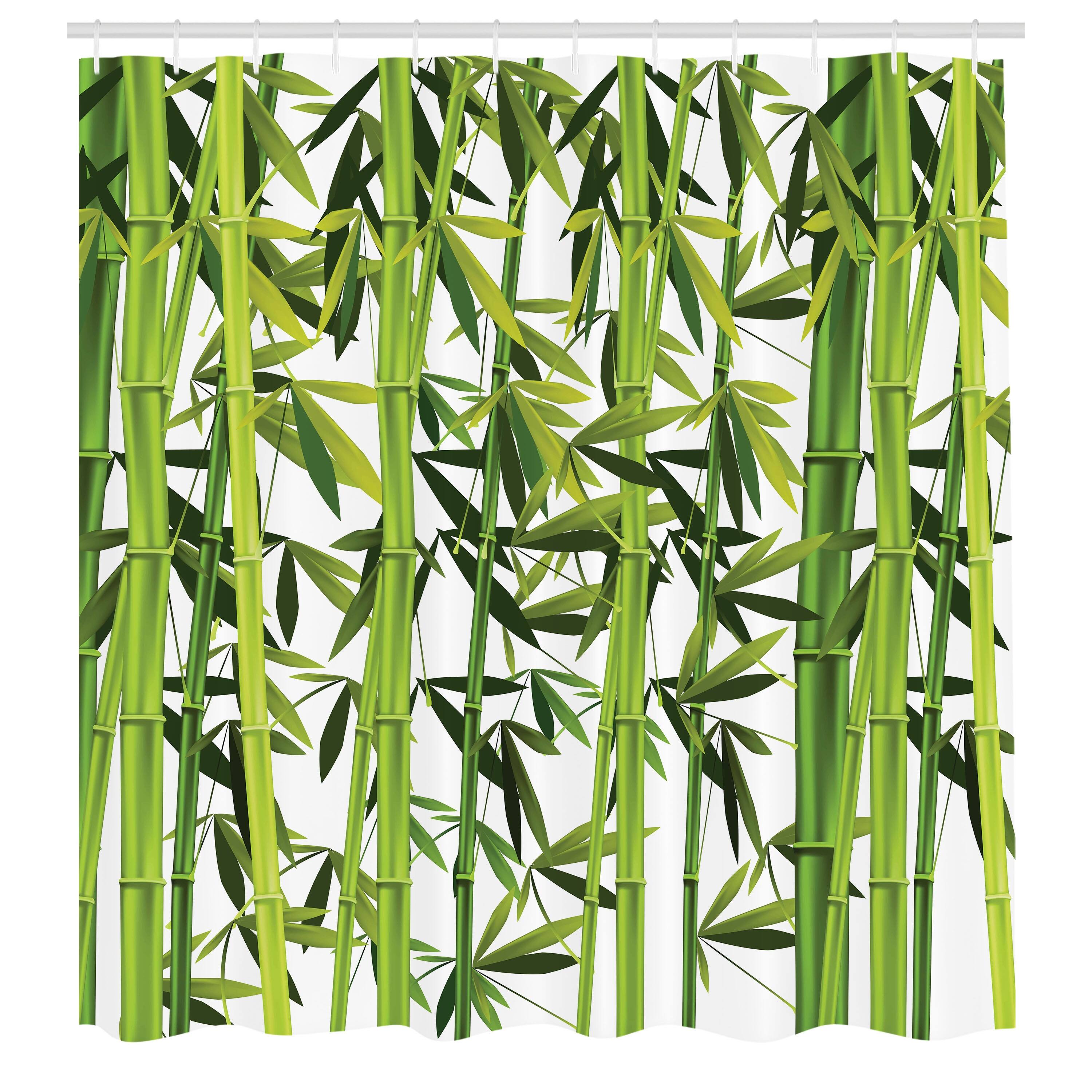 Ambesonne Bamboo Print Shower Curtain, Cloth Fabric Bathroom Decor Set with Hooks