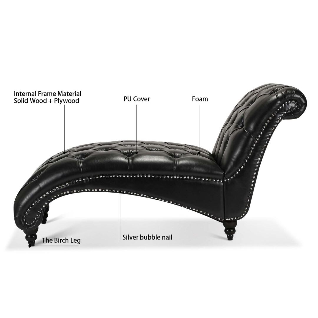 Black Tufted Armless Chaise Lounge