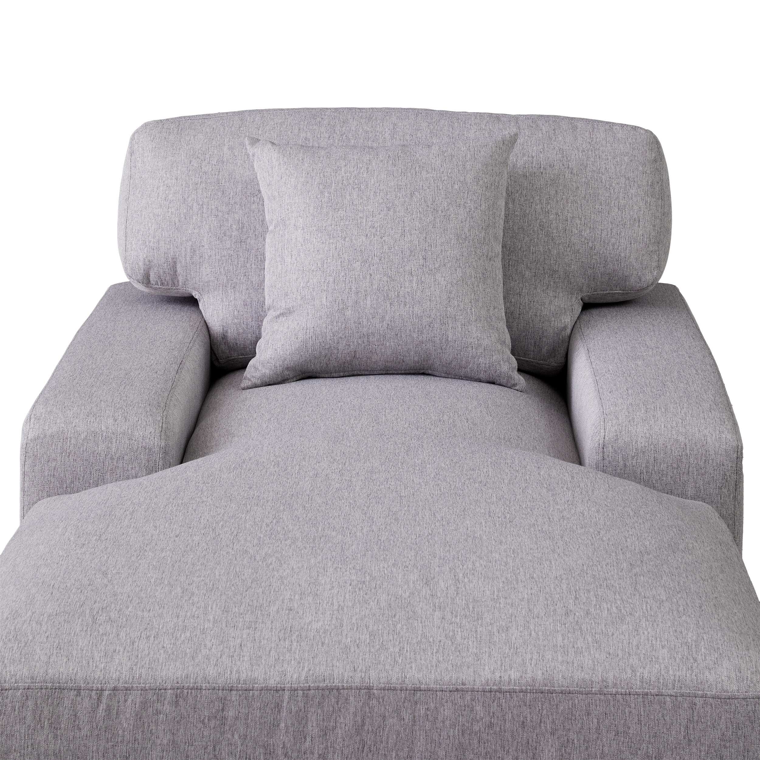 Velvet Oversized Chaise Lounger Comfort Sleeper Sofa with Pillow for Livingroom Modern Square Arms Chair Bed w/Soild Wood Legs
