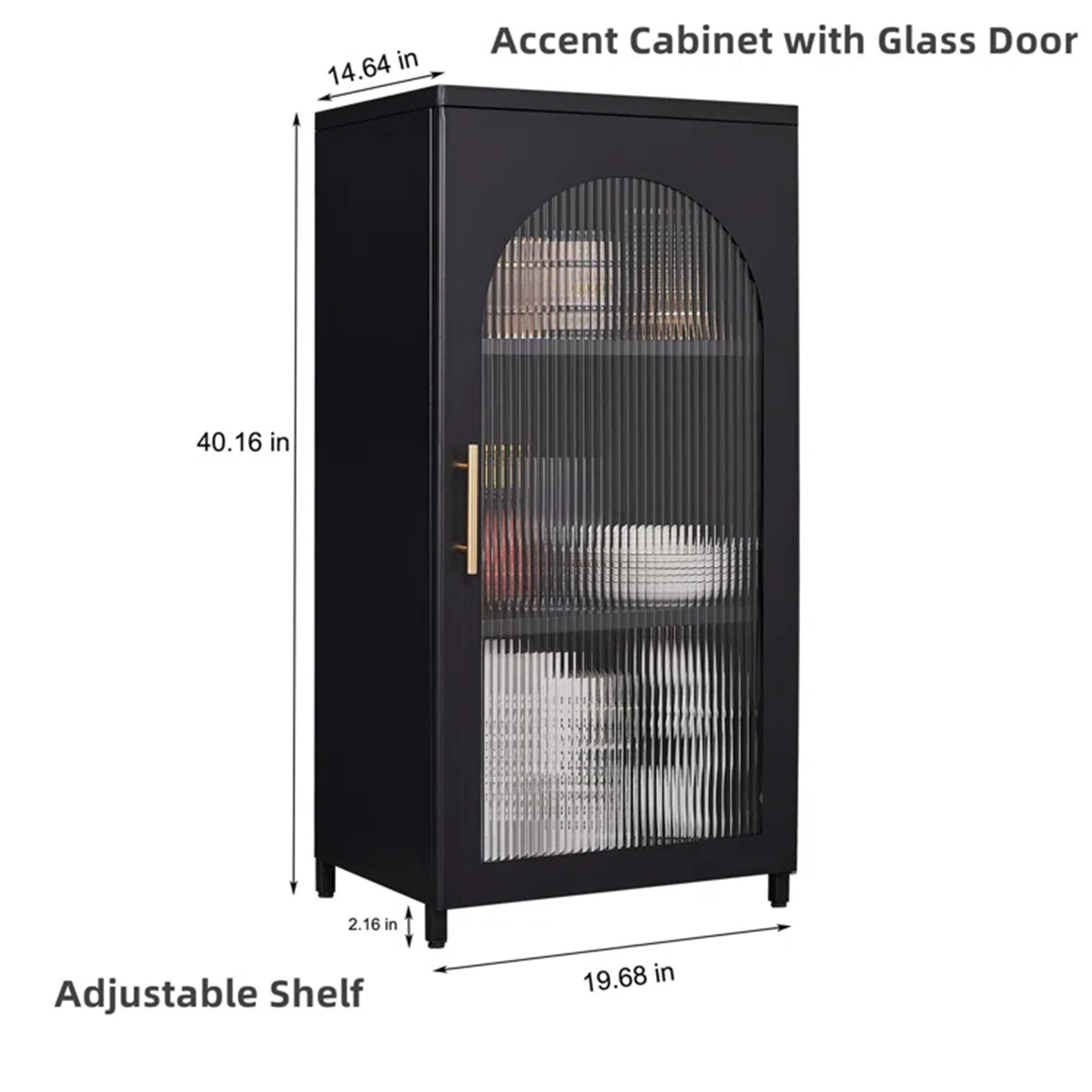 Accent Cabinet with Glass Doors Buffet Storage Cabinet