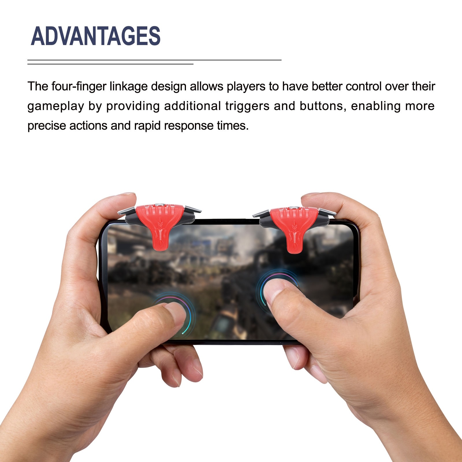 Gaming Trigger Mobile Game Controller 1 Pair Double Side Fire Keys Shooter Red - Black Red