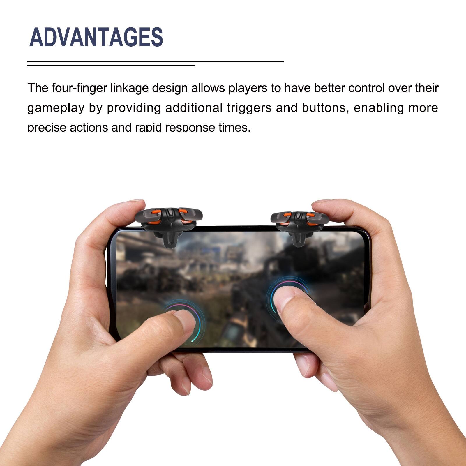 Gaming Trigger Mobile Game Controller G5 Four-Finger Linkage Button Shooter - Black