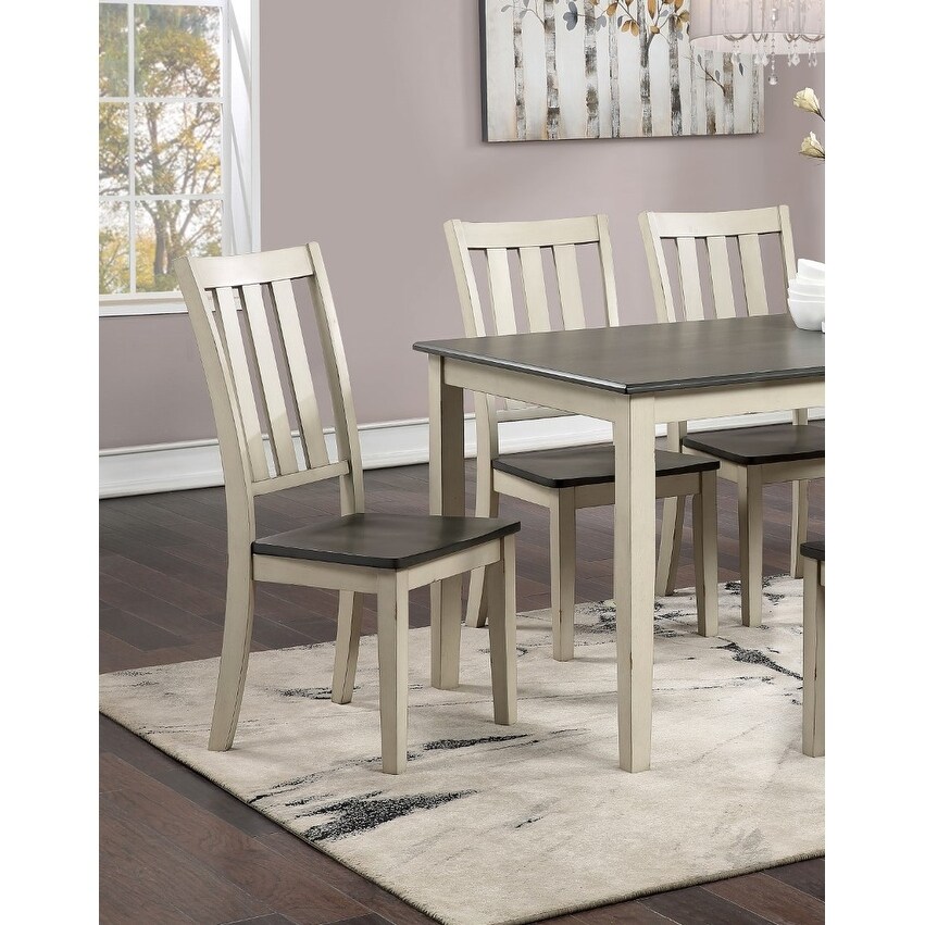 Farmhouse 7-Piece Wooden Dining Set with Rectangular Dining Table and Slat Back Dining Chairs for Dining Room