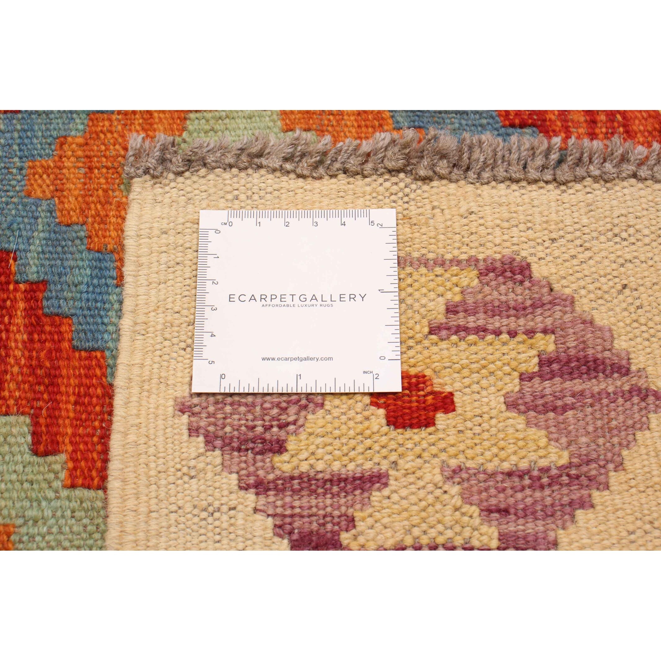 ECARPETGALLERY Flat-Weave Bold and Colorful Red Wool Kilim - 4'11 x 6'8
