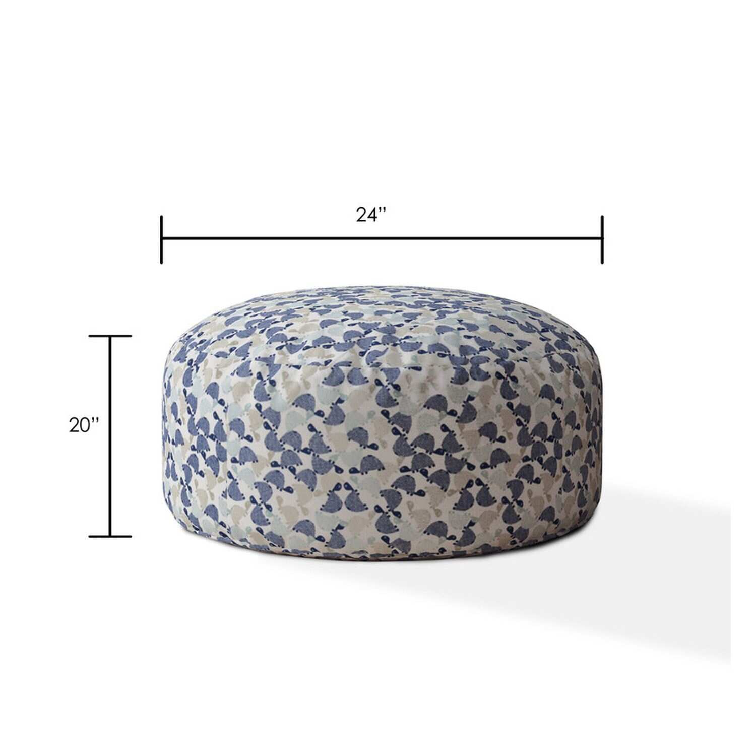 Abstract Short Ottoman Stool Padded Seat with Cotton Fabric and Zipper Pouf Large Storage Bean Bag for Living Room Lounge