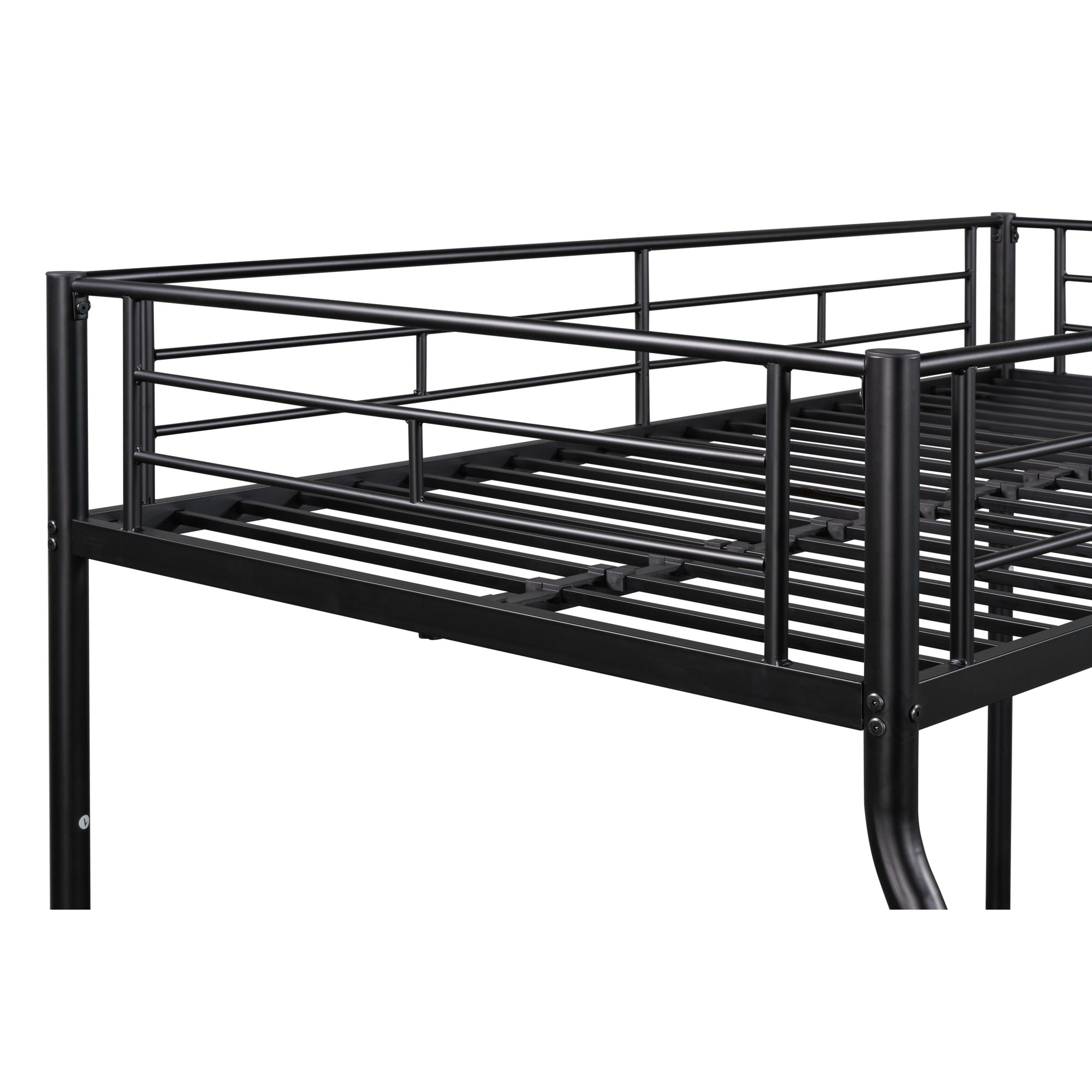 Twin Over Full Metal Bunk Bed with Sturdy Frame, Ladder, and Safety Guardrail