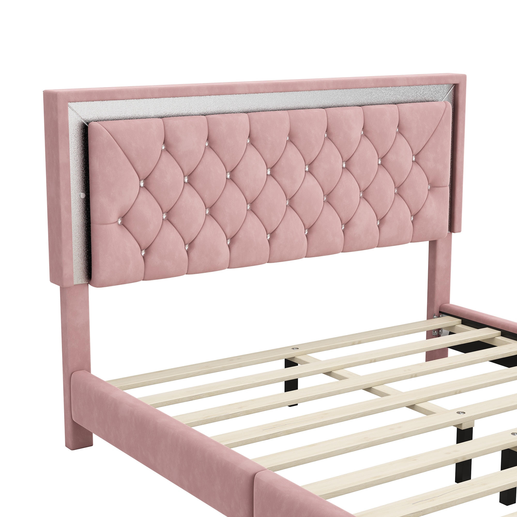 Modern Upholstered Bed Frame with LED Lights