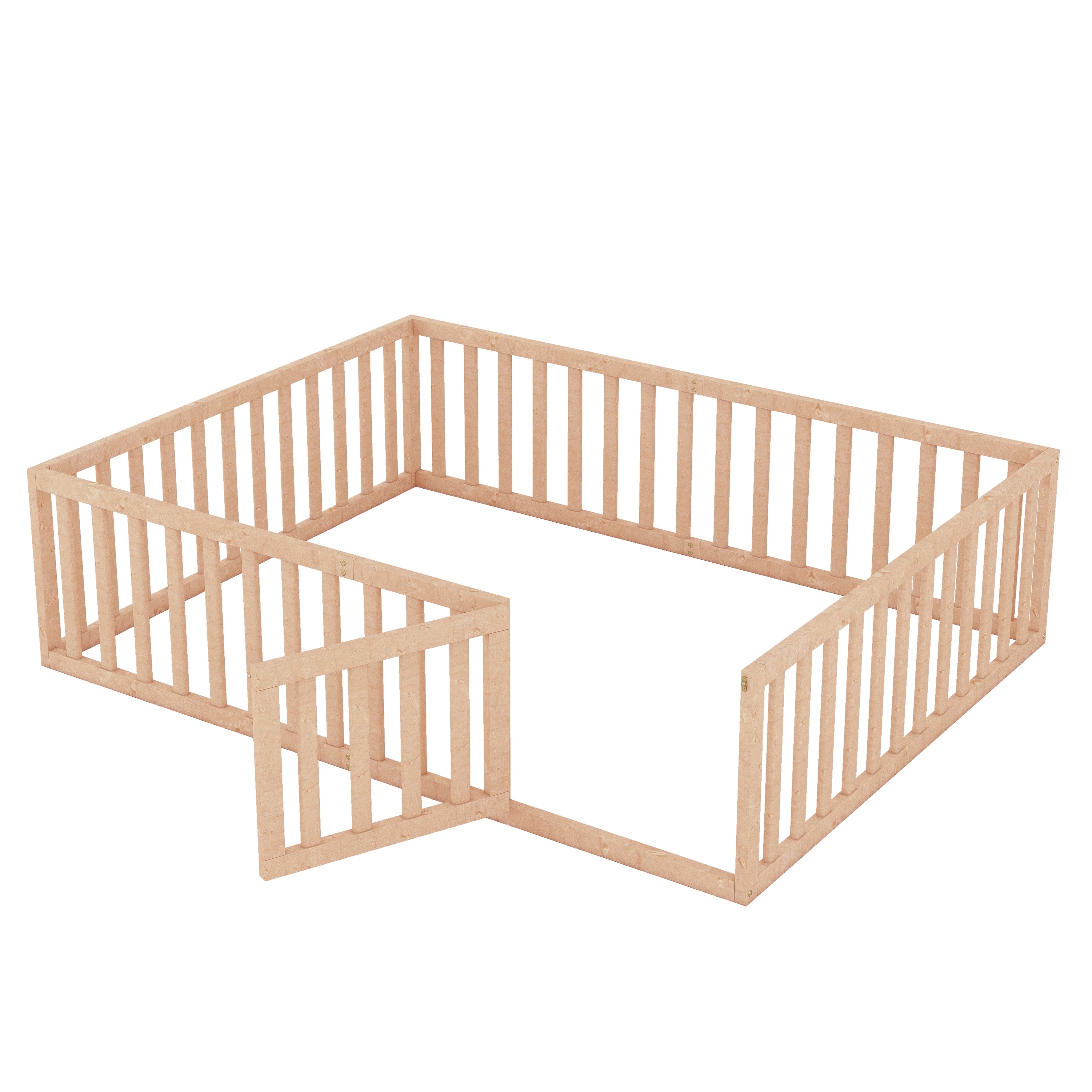 Floor Bed with Rails for Kids Wood Playhouse Bed for Kids