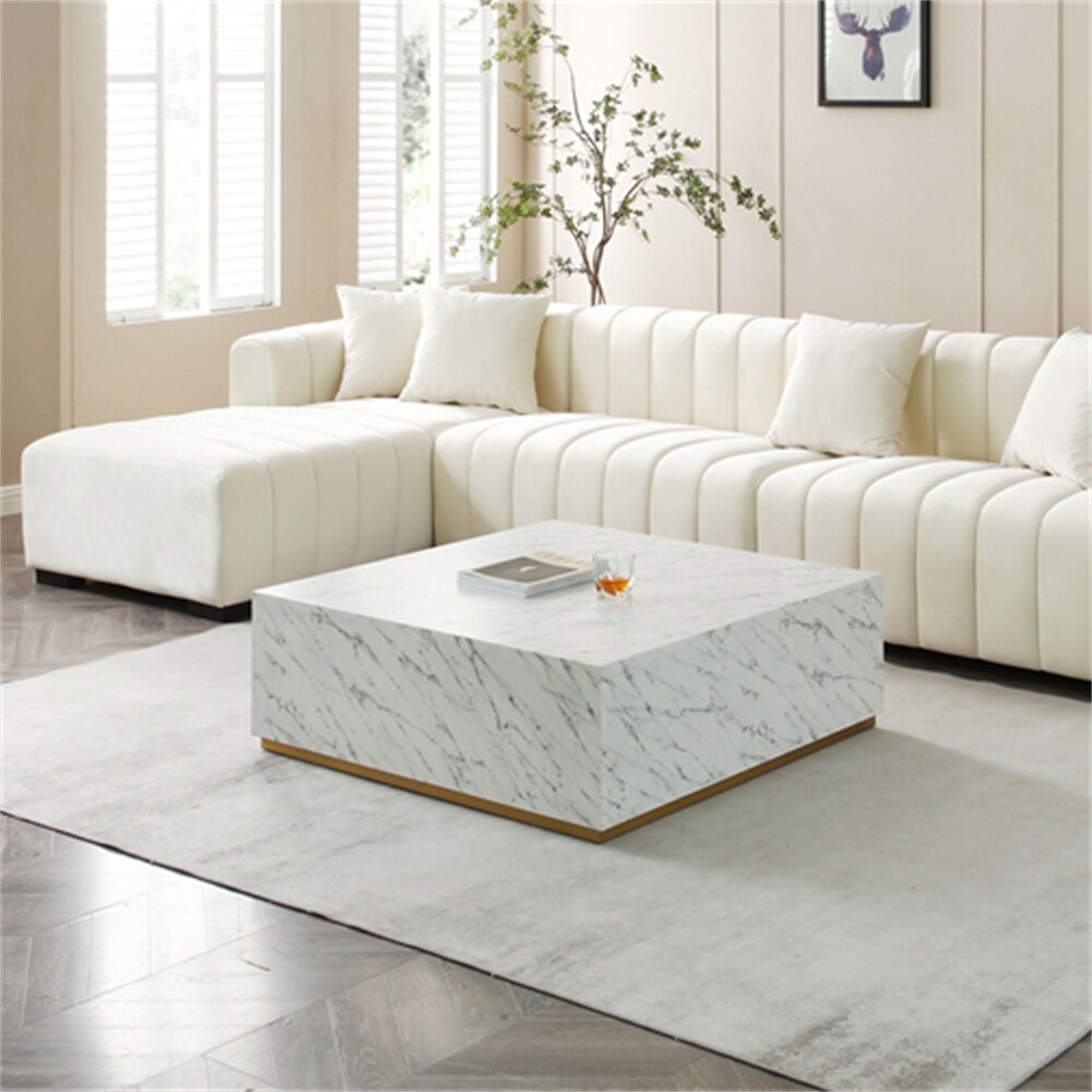 Modern Low Gloss Square Marble Coffee Table