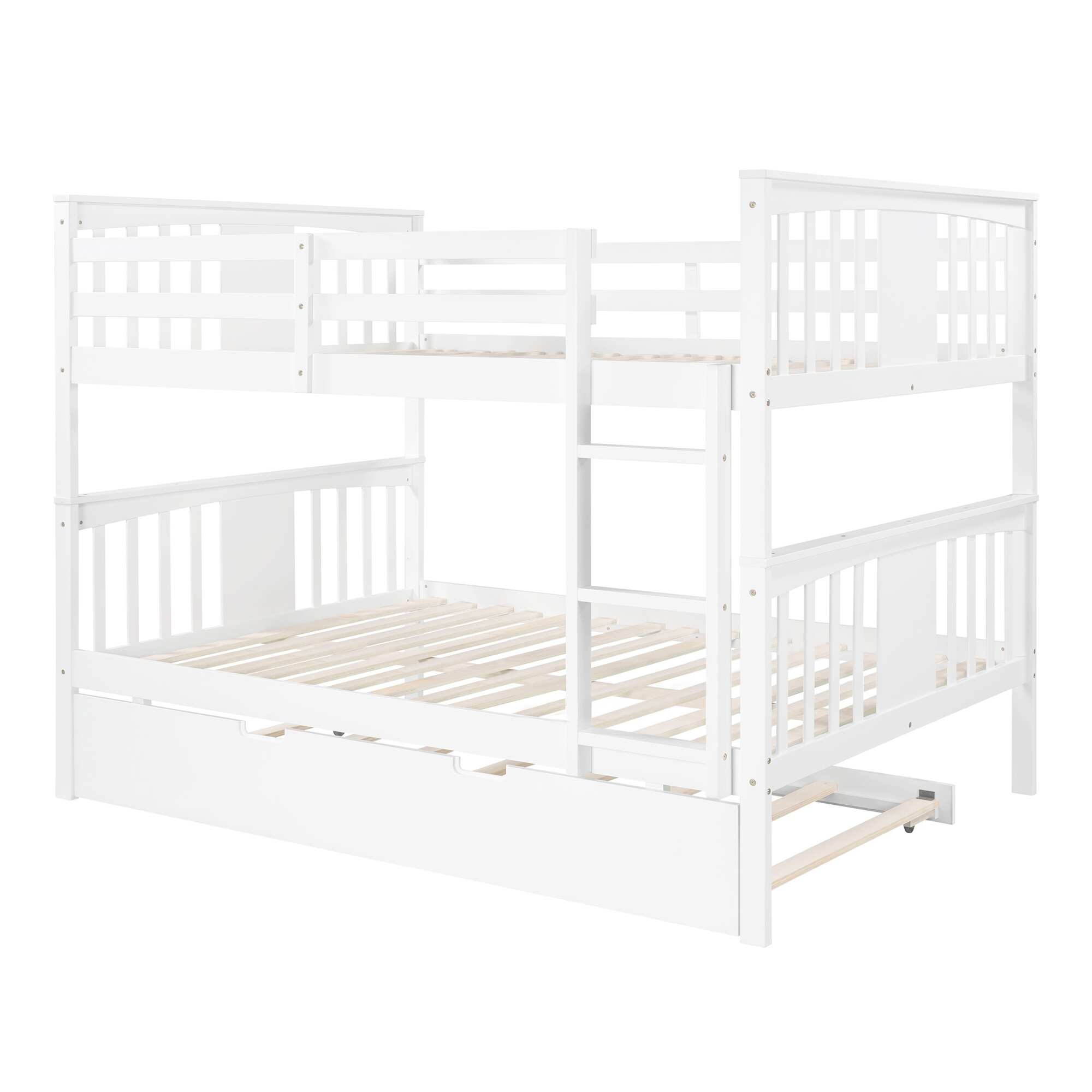 Full over Full Bunk Bed with Twin Size Trundle and Ladder