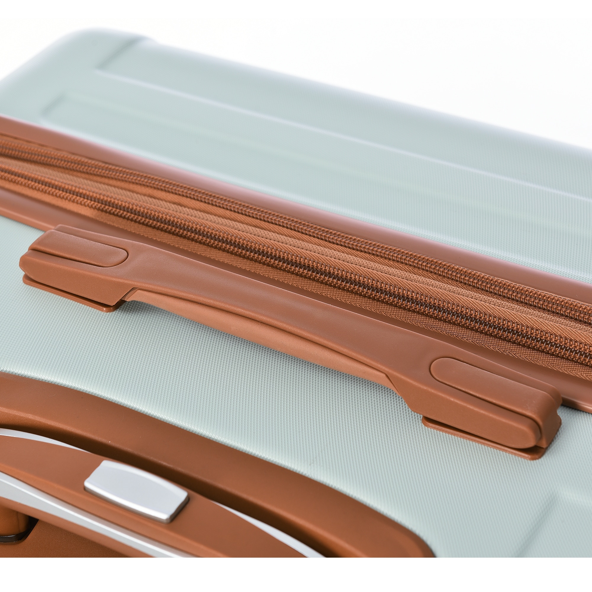 Green+Brown 3 piece Sets Side HooksHard Case Luggage with TSA Lock Storage Trunks