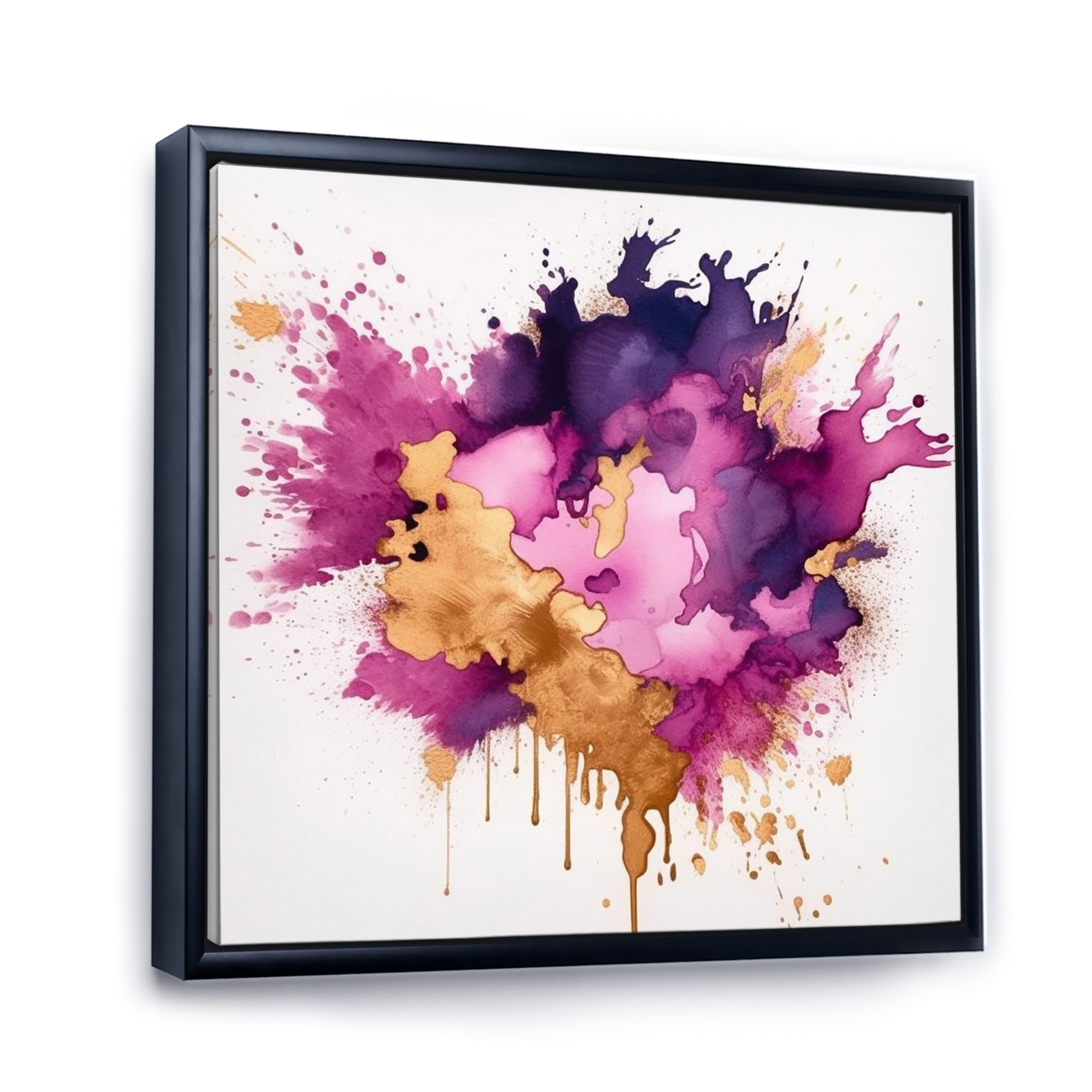 Designart "Purple and Pink Strokes VI" Fractals Framed Canvas Prints