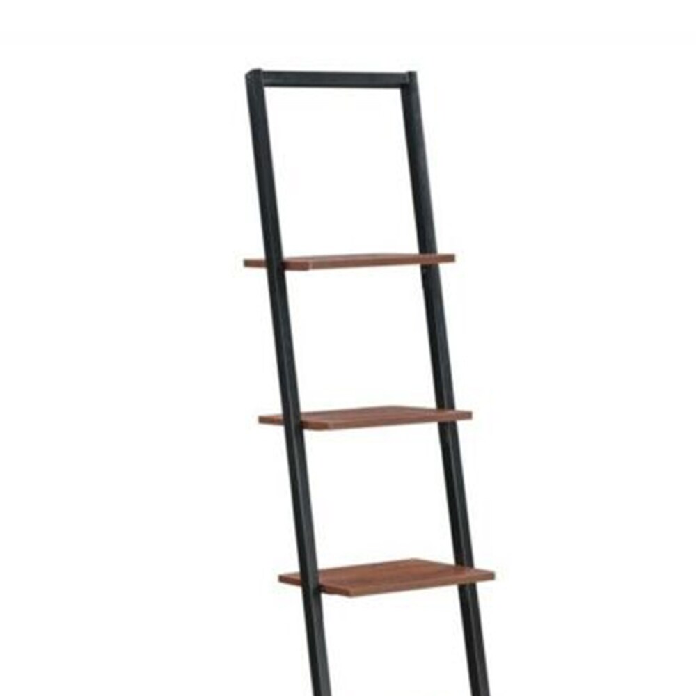4-Tier Ladder Bookshelf Wood Grain and Metal Black and Cherry - 52 x 63
