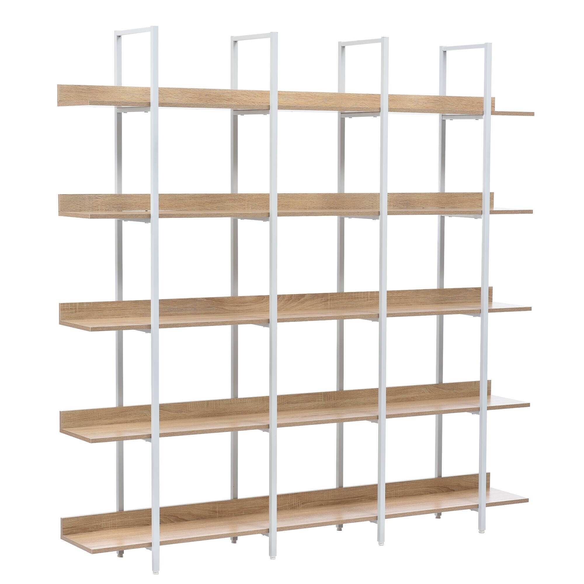5 Tier Industrial Style Bookcase Metal Frame Open Bookshelf,