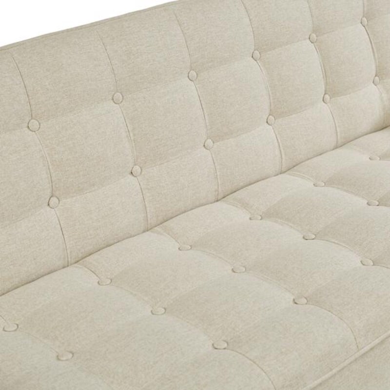 Beige Linen Futon Sofa Bed