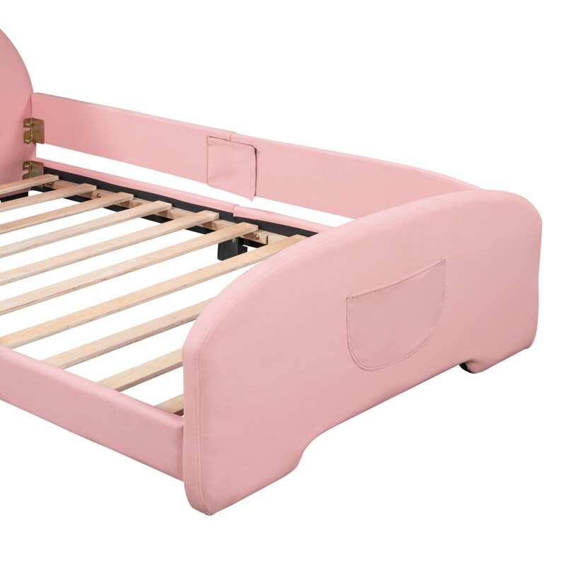 Twin size Upholstered Rabbit-Shape Princess Bed,Platform Bed with Headboard