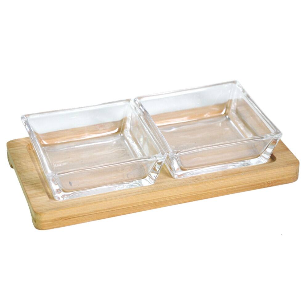 STP Goods Sectioned Glass Serving Platter Set for Relish and Dips