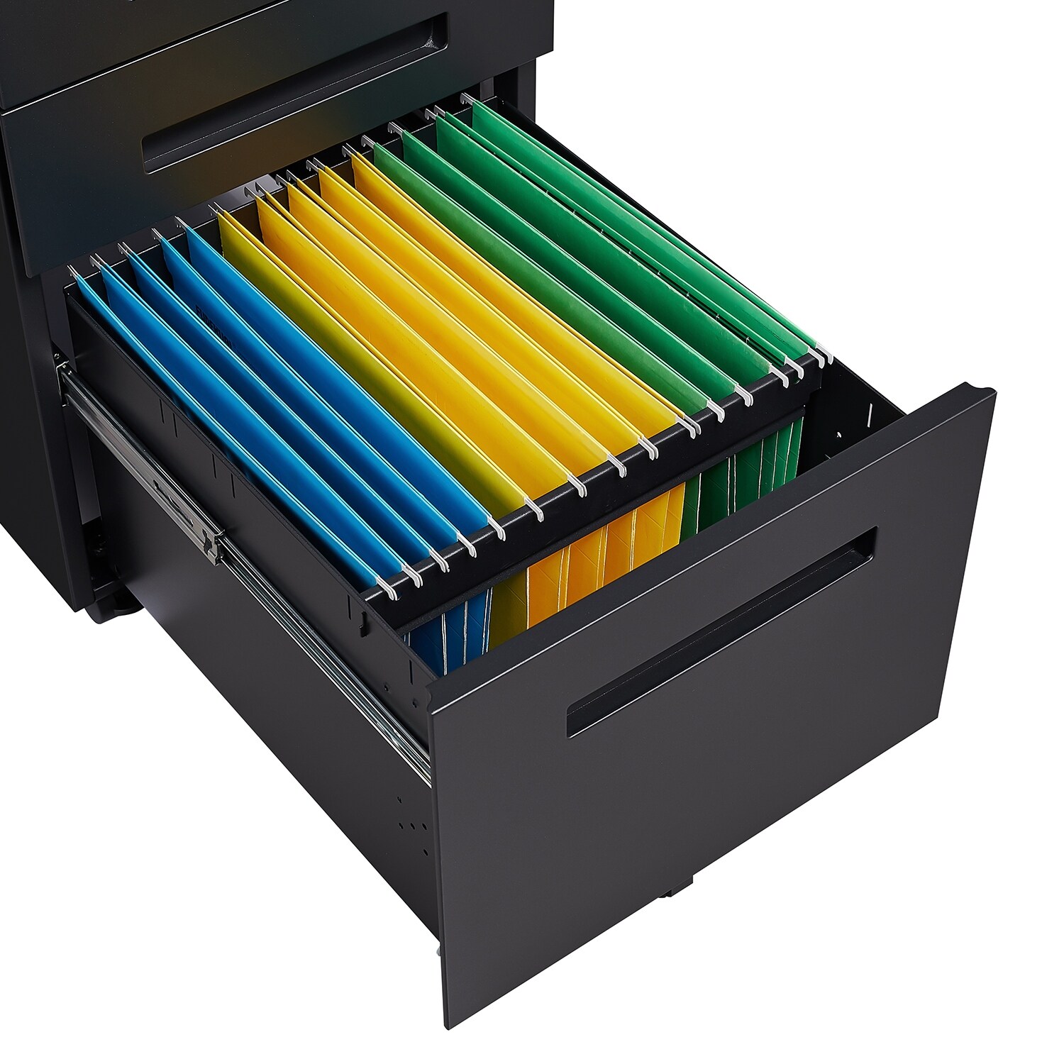 Black 3-Drawer Mobile File Cabinet with Lock and Wheels - Accommodates Legal/Letter Size Files