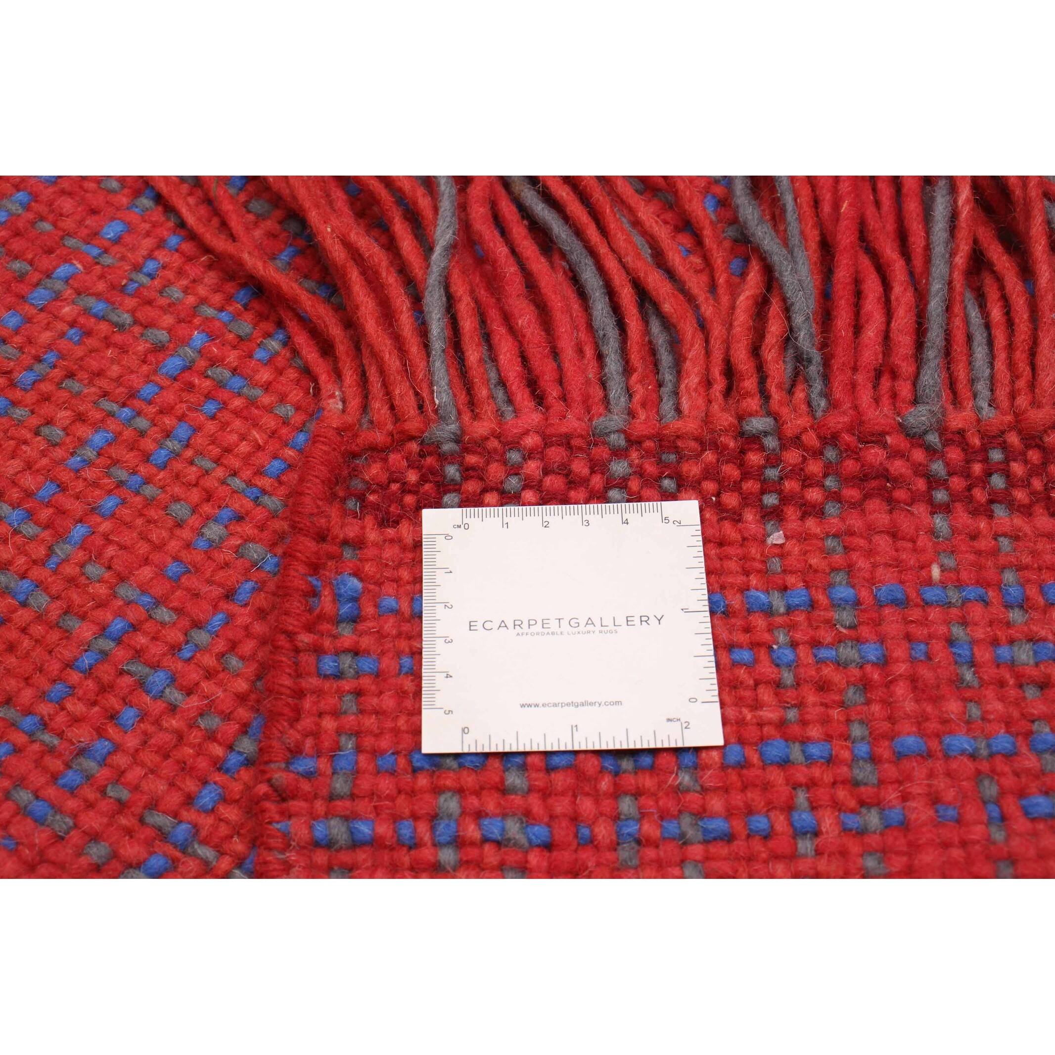ECARPETGALLERY Flat-Weave Marrakech Red Wool Kilim - 5'0 x 8'2