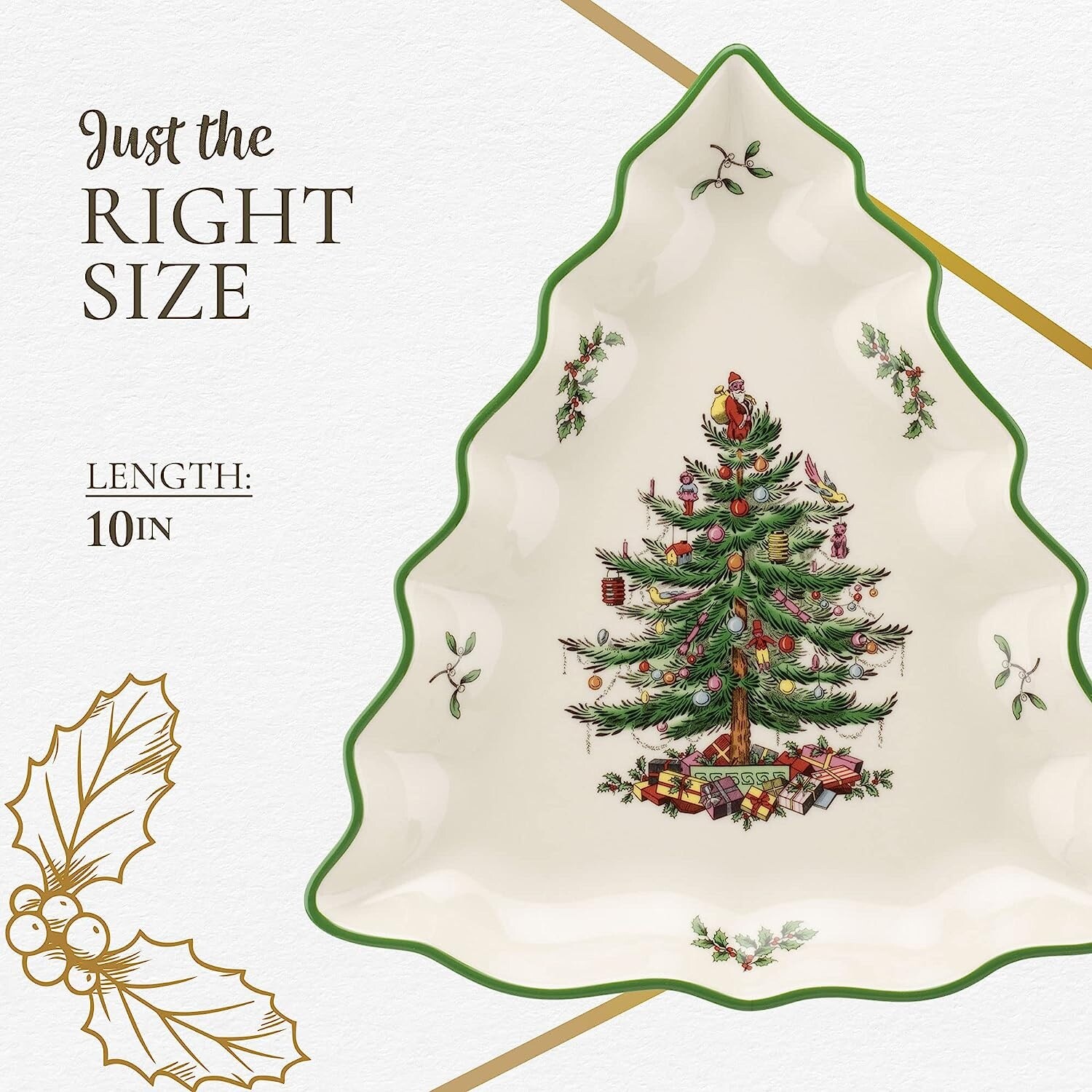 Spode Christmas Tree 10 Inch Tree Dish - 10" x 9" x 2.8"