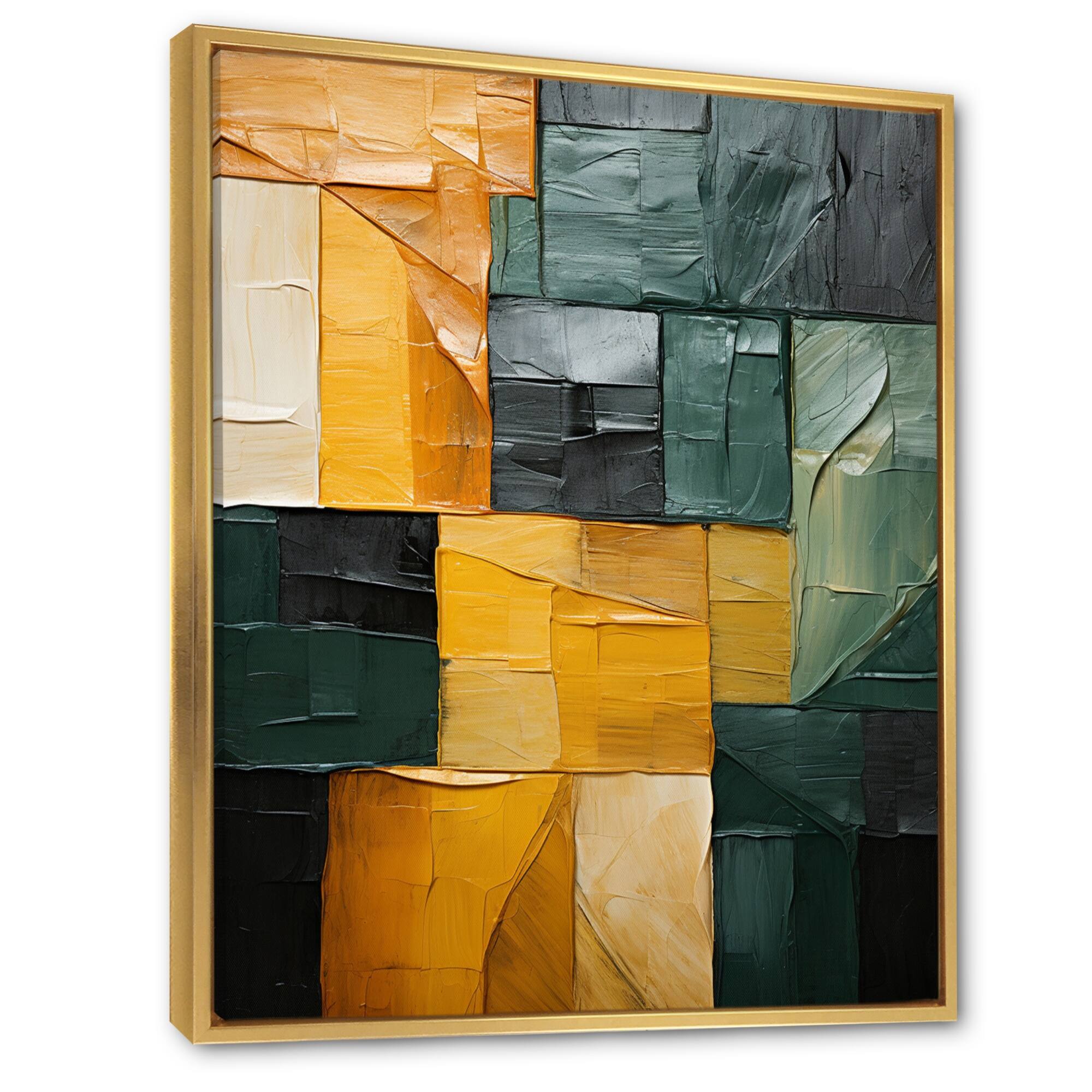 Designart "Cubism Geometric Plains II" Cubism Framed Canvas Wall Art