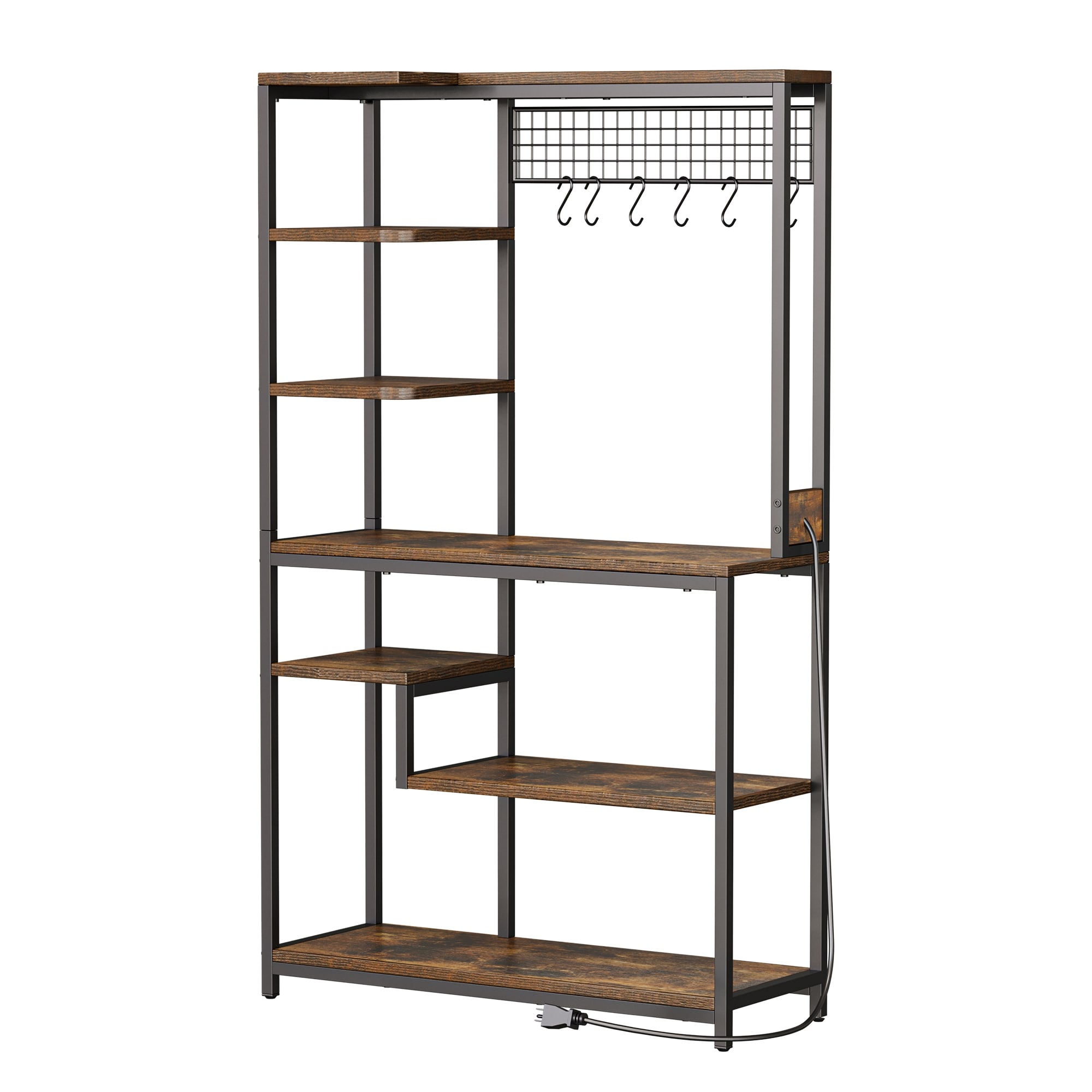 Moasis Kitchen Microwave Stand Bakers Rack Utility Storage Shelf with Power Outlet