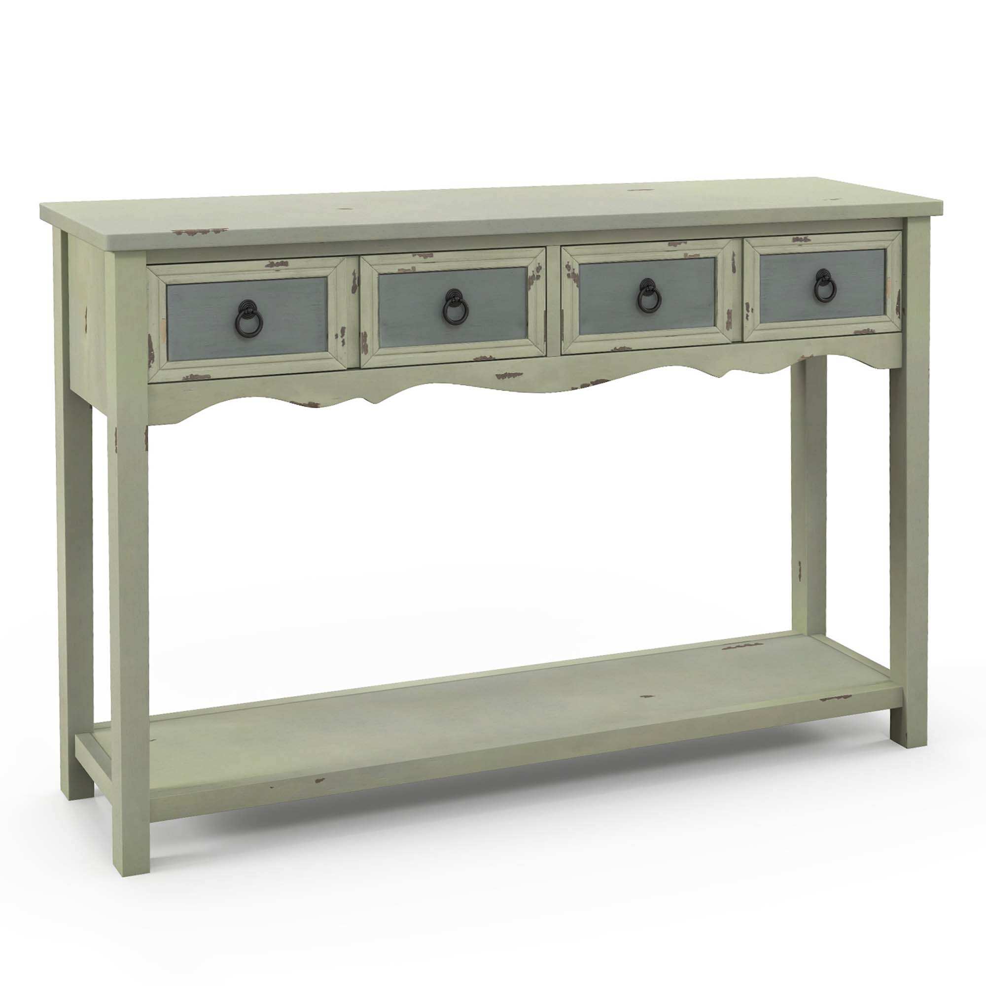 Costway Farmhouse Console Table 48'' Entryway Table with 2 Drawers & - See Details