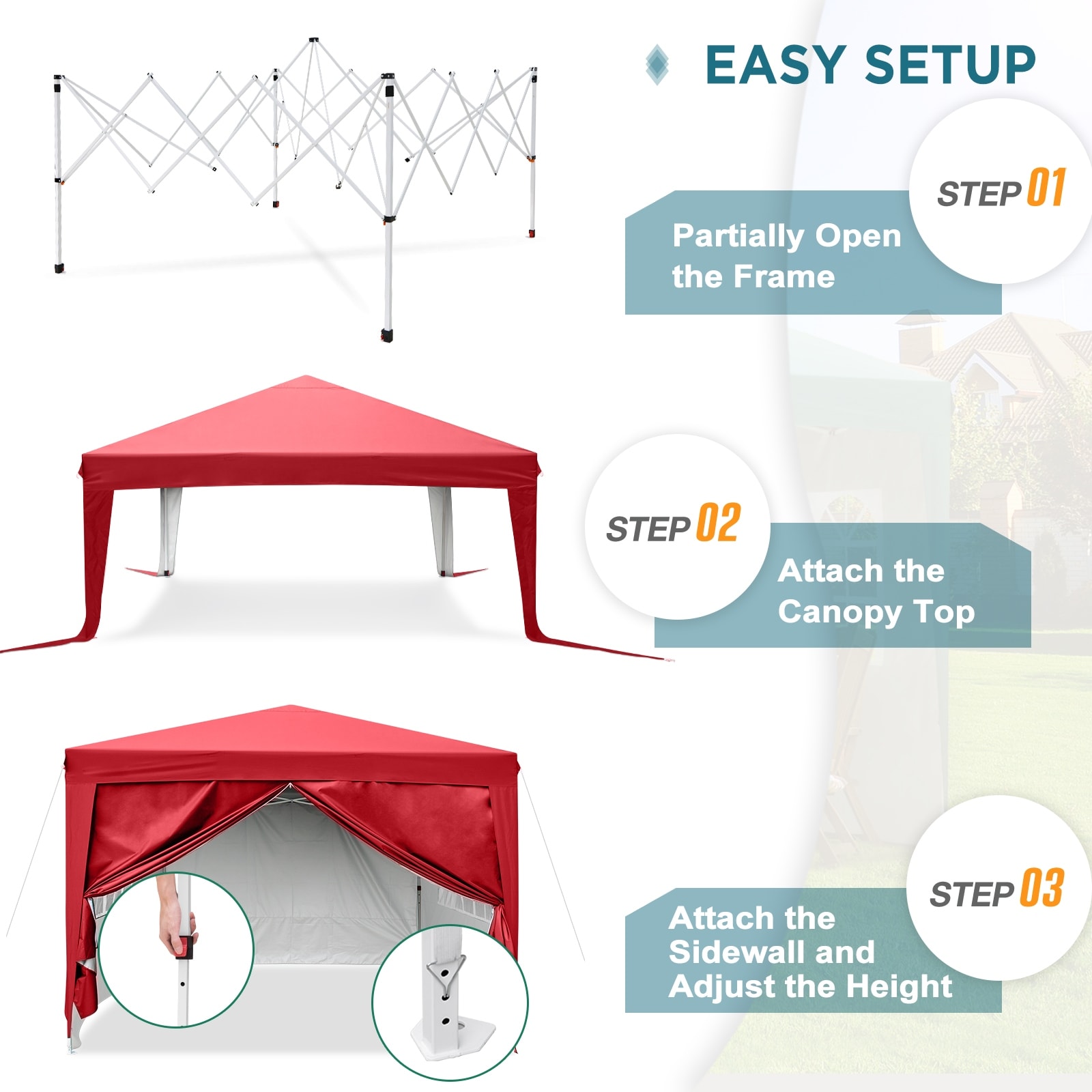 EAGLE PEAK 10x10 Pop Up Canopy Tent with 4 Side Walls, Easy Set up Shelter with 100 Square Feet of Shade