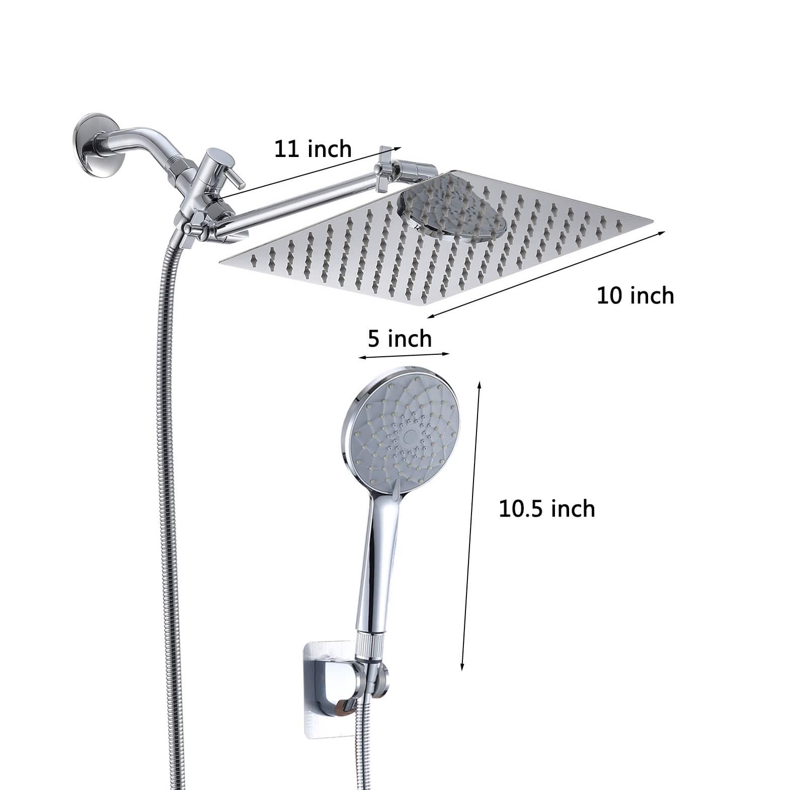 Vanityfair Rainfall Shower Head Handheld Shower Combo with Adjustable Arm