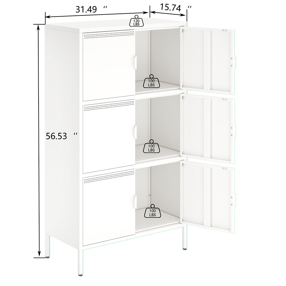 Metal Accent Storage Cabinet with 6 Doors and Adjustable Shelves