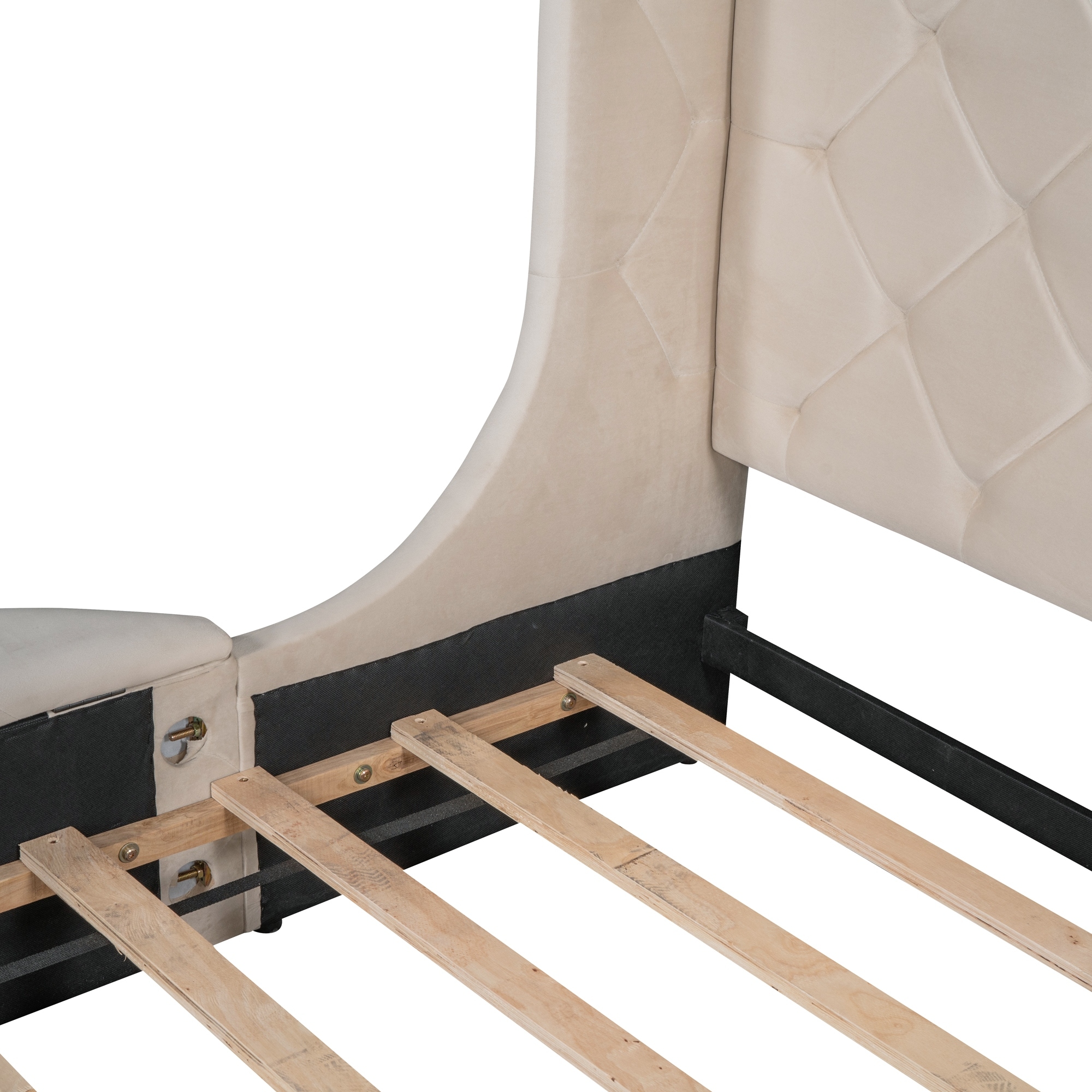 Queen Upholstered Platform Bed, w/Headboard,1 Drawer,2 Storage Stool