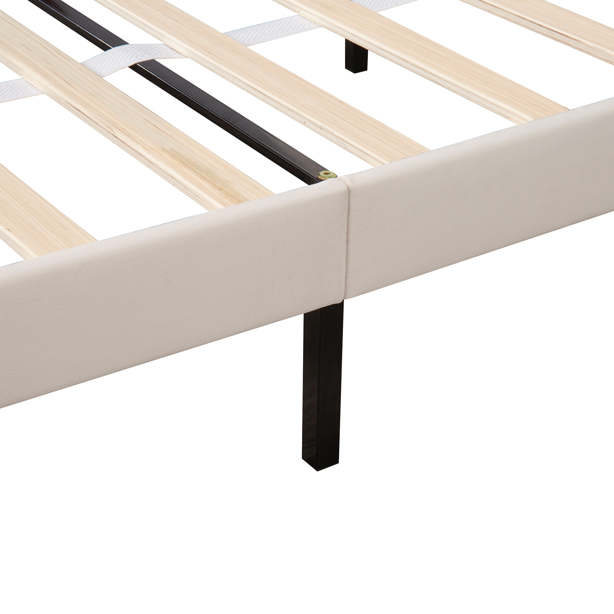 Queen Velvet Upholstered Platform Bed Frames w/Large Storage Drawer & Adjustable Headboard, Wood Slat Support for Bedroom, Beige