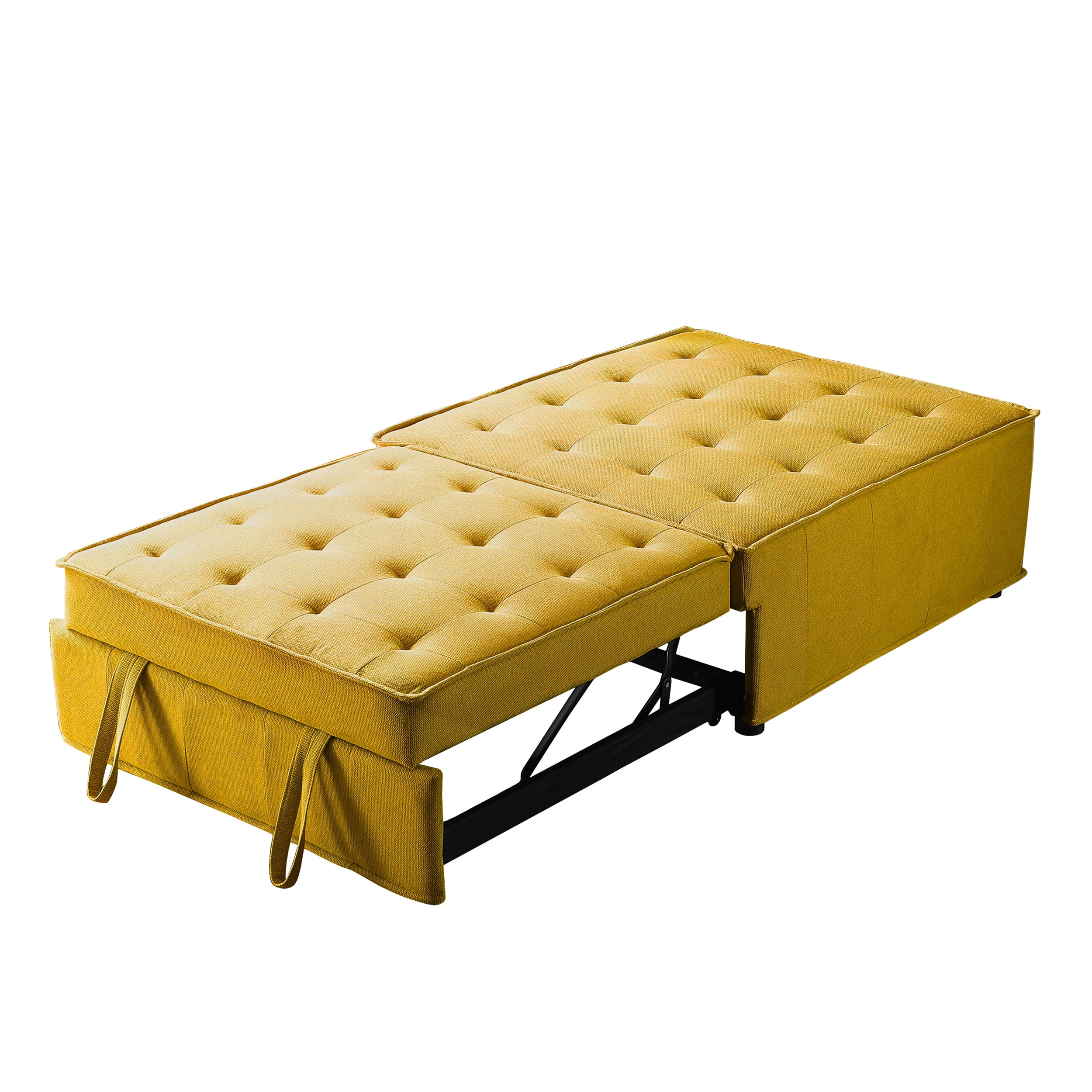 PU Leather Convertible Sectional Sofa Pulling Out Sofa Bed with Ottoman Modern Multipurpose Lazy Sofa with Removable Back