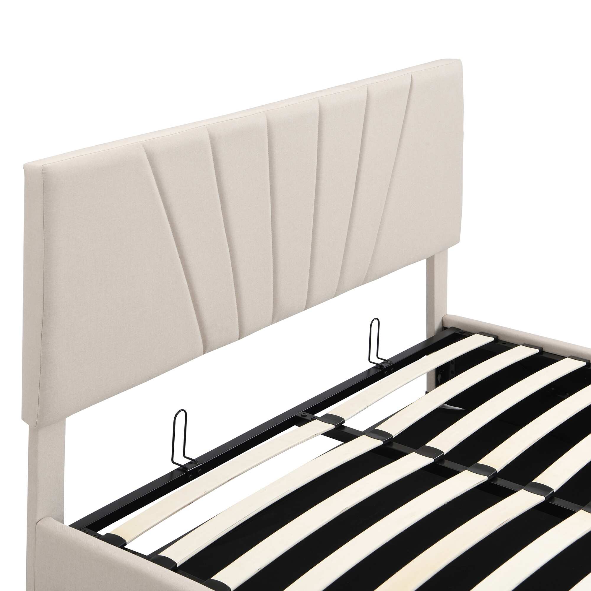 Full Size Upholstered Platform Bed with Hydraulic Storage & Headboard